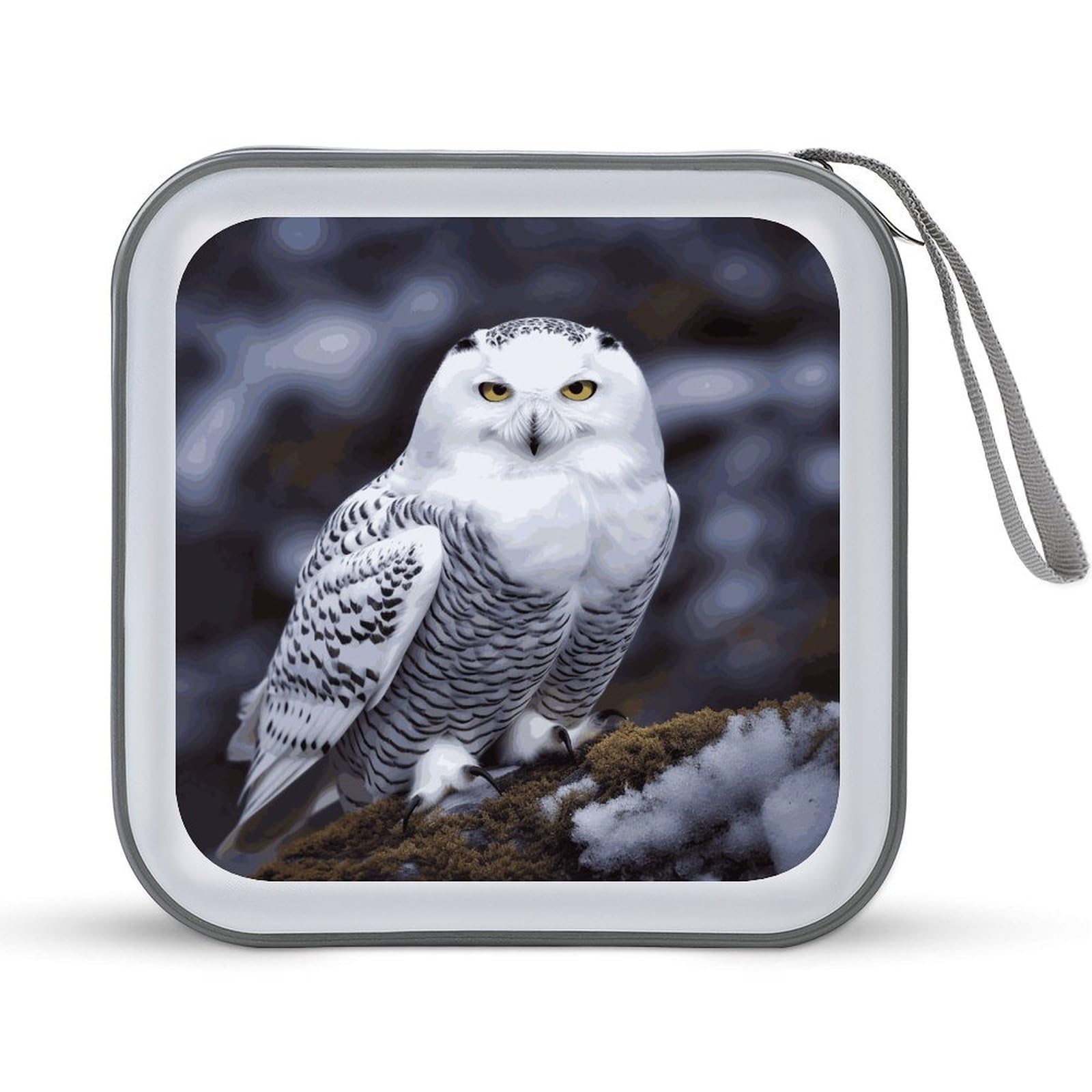 VstaDank Arctic Owl CD Case with Hand Strap Lightweight DVD Wallet Holder 40 Capacity CD/DVD Case Wallet Protective CD Wallet CD/DVD Portable Storage Binder for Car Home Office