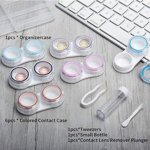 Miniatura 4 de ofone Paquete de 12 fundas transparentes para lentes de contacto, estuche portátil para lentes de contacto con herramienta de eliminación de pinzas,