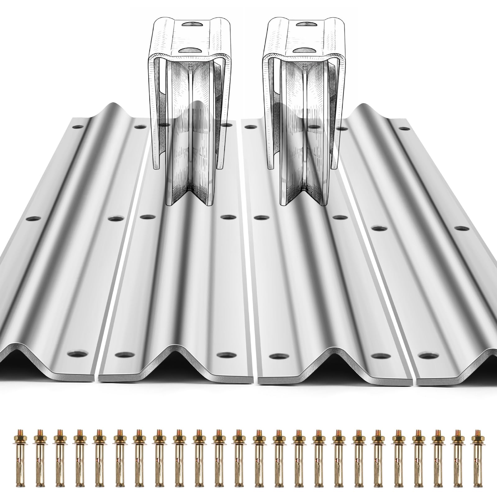 Photo 1 of Otoolling 24 FT V-Track Galvanized Inverted V Track for Sliding Gate Rollers with Hardware Kit Heavy Duty Sliding Door Track Rail for Driveway Gate, Car Entry Door, Barn Doors and Outdoor Applications