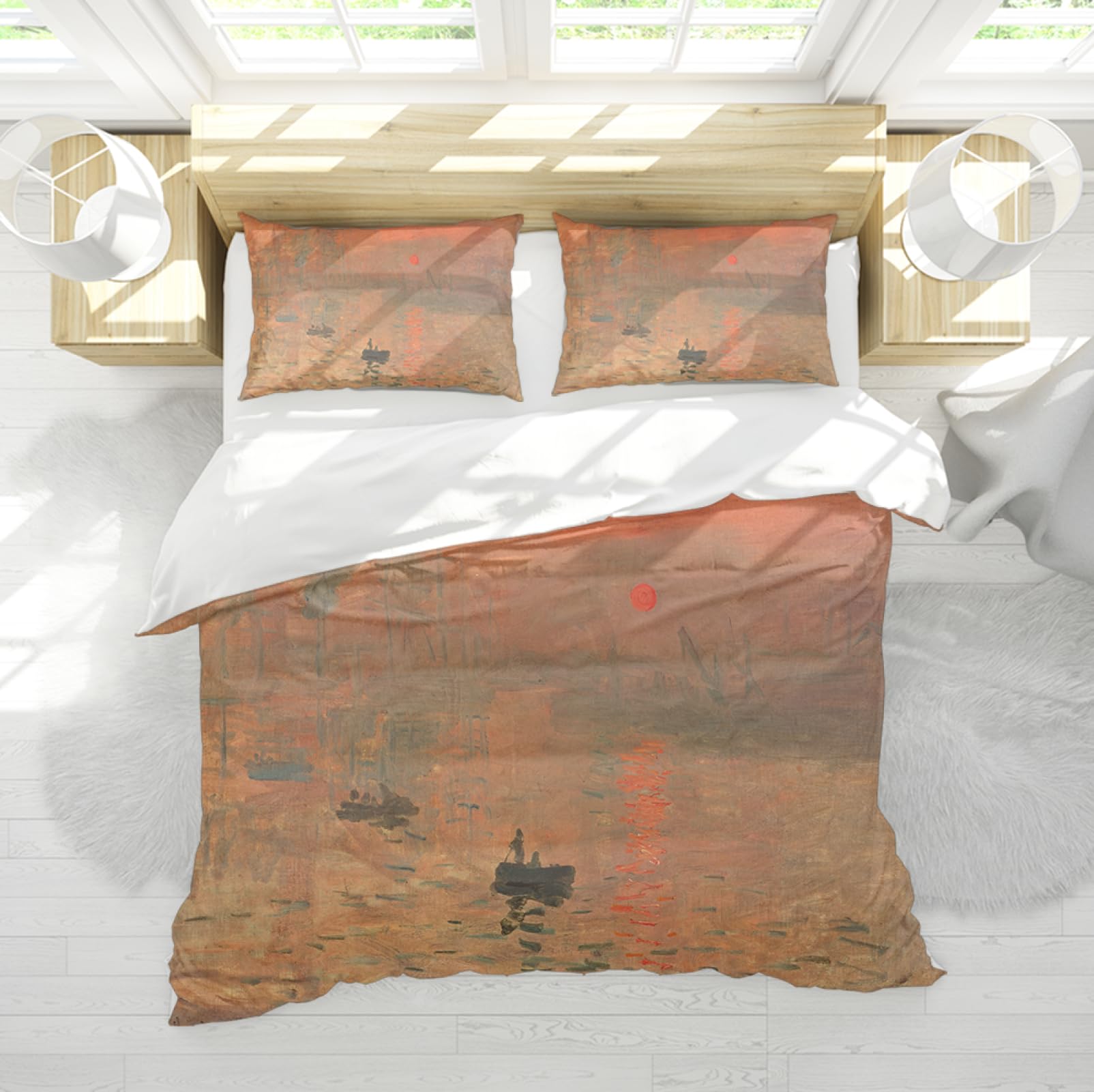 Housse de couette chaude Monet pour grand lit résistant aux plis et lavages