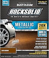 Vista 10 de Kit de piso para cochera de aspecto metálico de bala de plata Rust-Oleum RockSolid., 0, Paquete de 1, Gris metálico