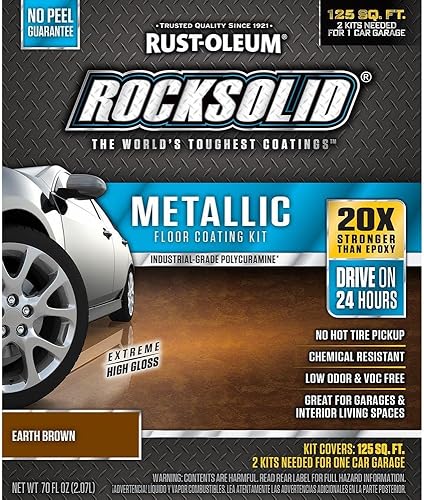 Miniatura 5 de Kit de piso para cochera de aspecto metálico de bala de plata Rust-Oleum RockSolid., 286894
