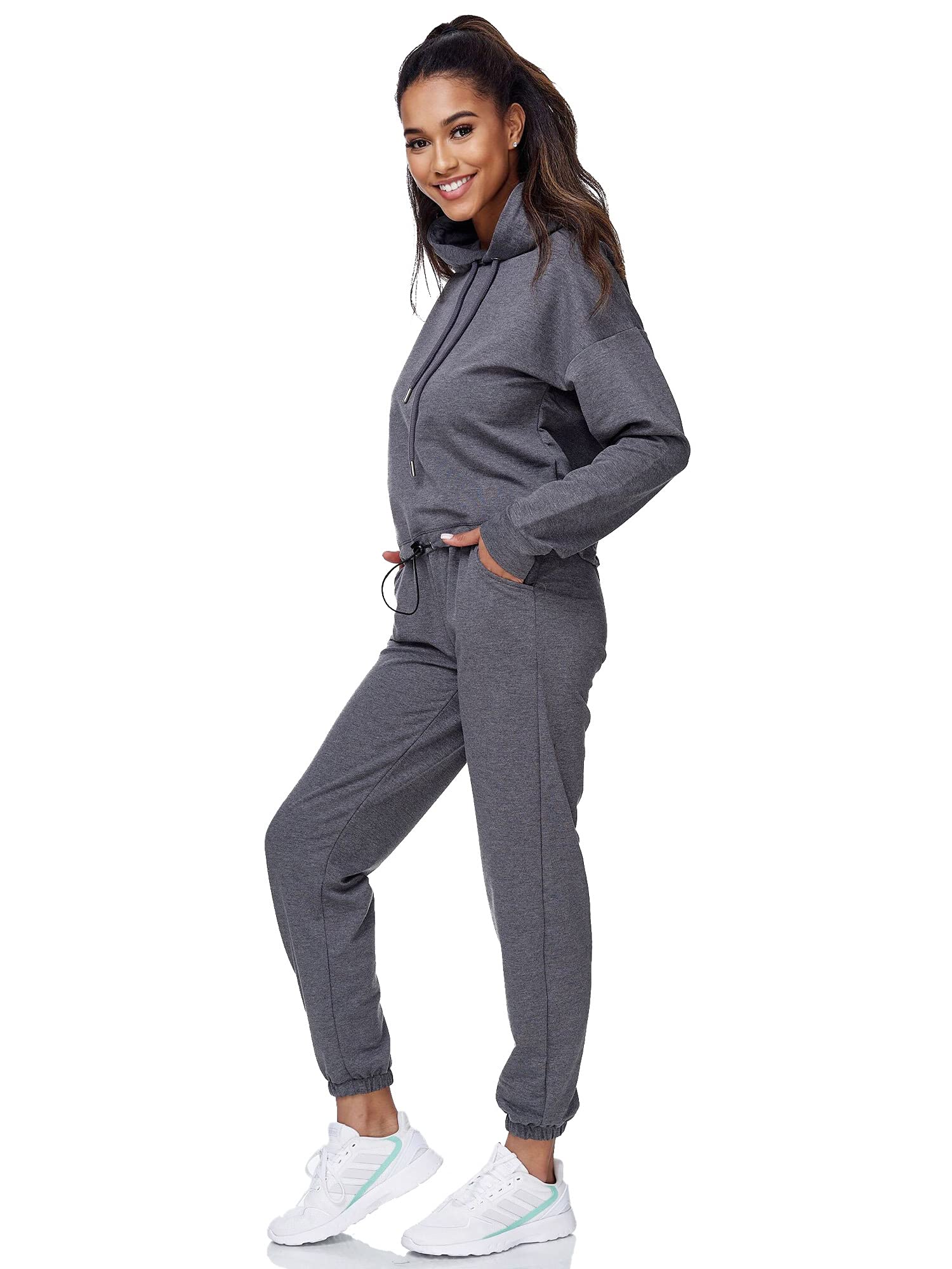 Tazzio Damski dres do joggingu, dres treningowy, sport, czas wolny, bluza z kapturem i spodnie do biegania F200