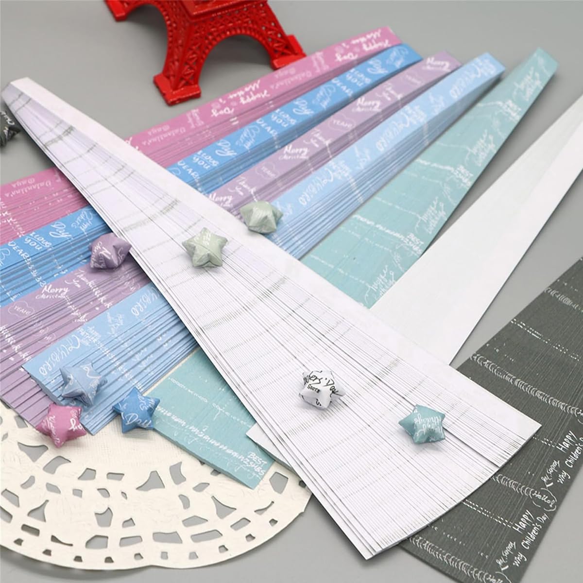 HASTHIP® 2160Pcs Origami Art Papers for Making Origami Lucky Star Cute Kawaii Printed Origami Art Lucky Star Papers with 4 Designs, Origami Art Paper Star Making Kit, 8.66''/22cm Per One 4