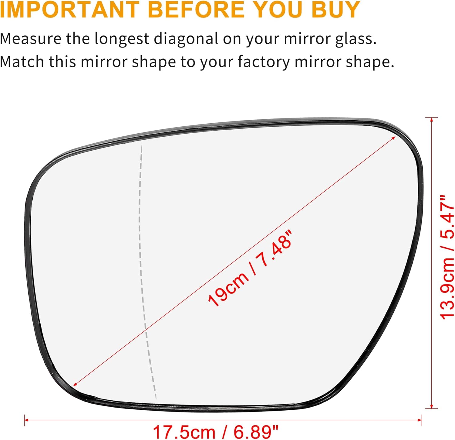 X AUTOHAUX Car Rearview Mirror Glass Replacement with Backing Plate Heated Left Right Driver Side for Mazda 5 CX-7 for Mazda CX-9