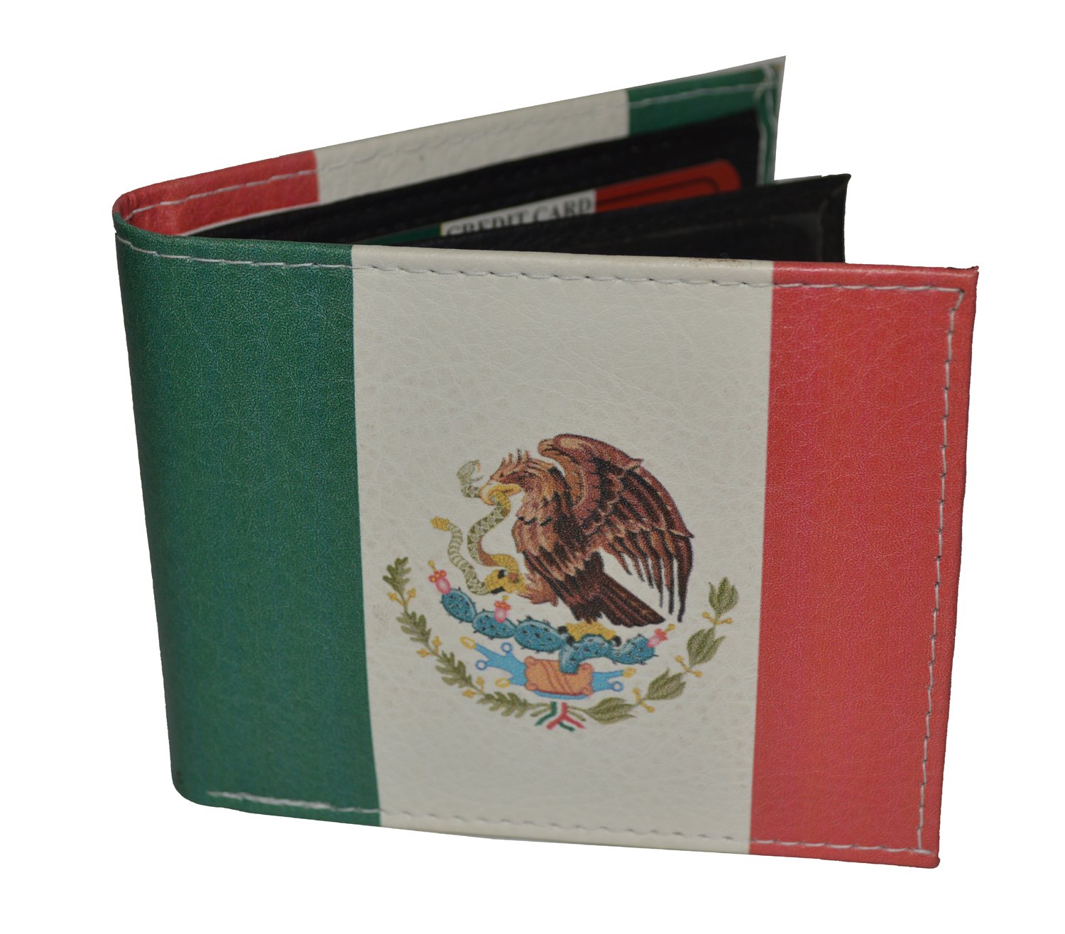 LB LEATHERBOSS Mens Bifold Exotic Wallet Picture Mexican Flag with printed gift box