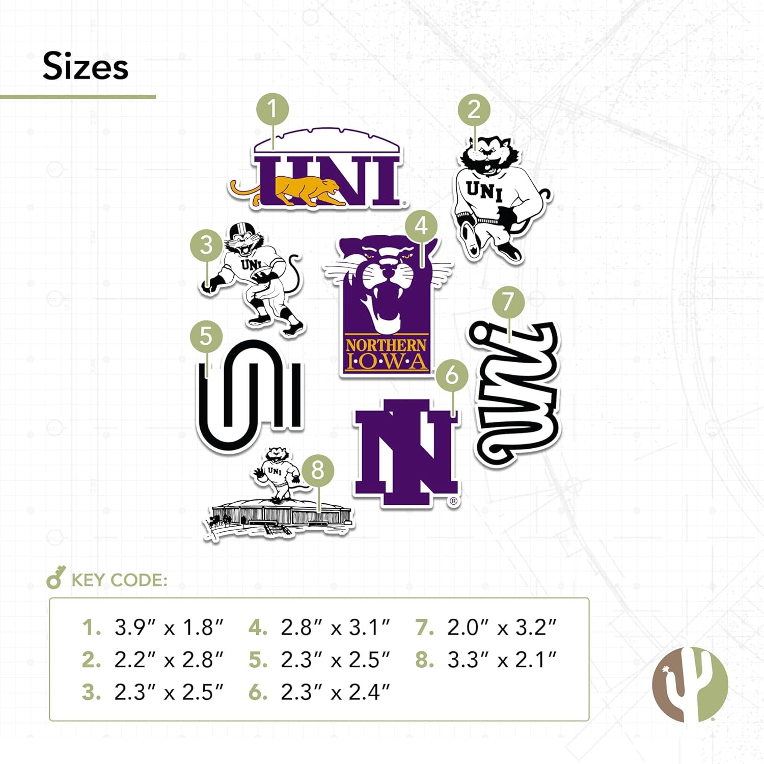 Desert Cactus University of Northern Iowa Sticker UNI Panthers Vinyl Decals Laptop Water Bottle Car Type 2 (T2 Vintage 1) - Image 3