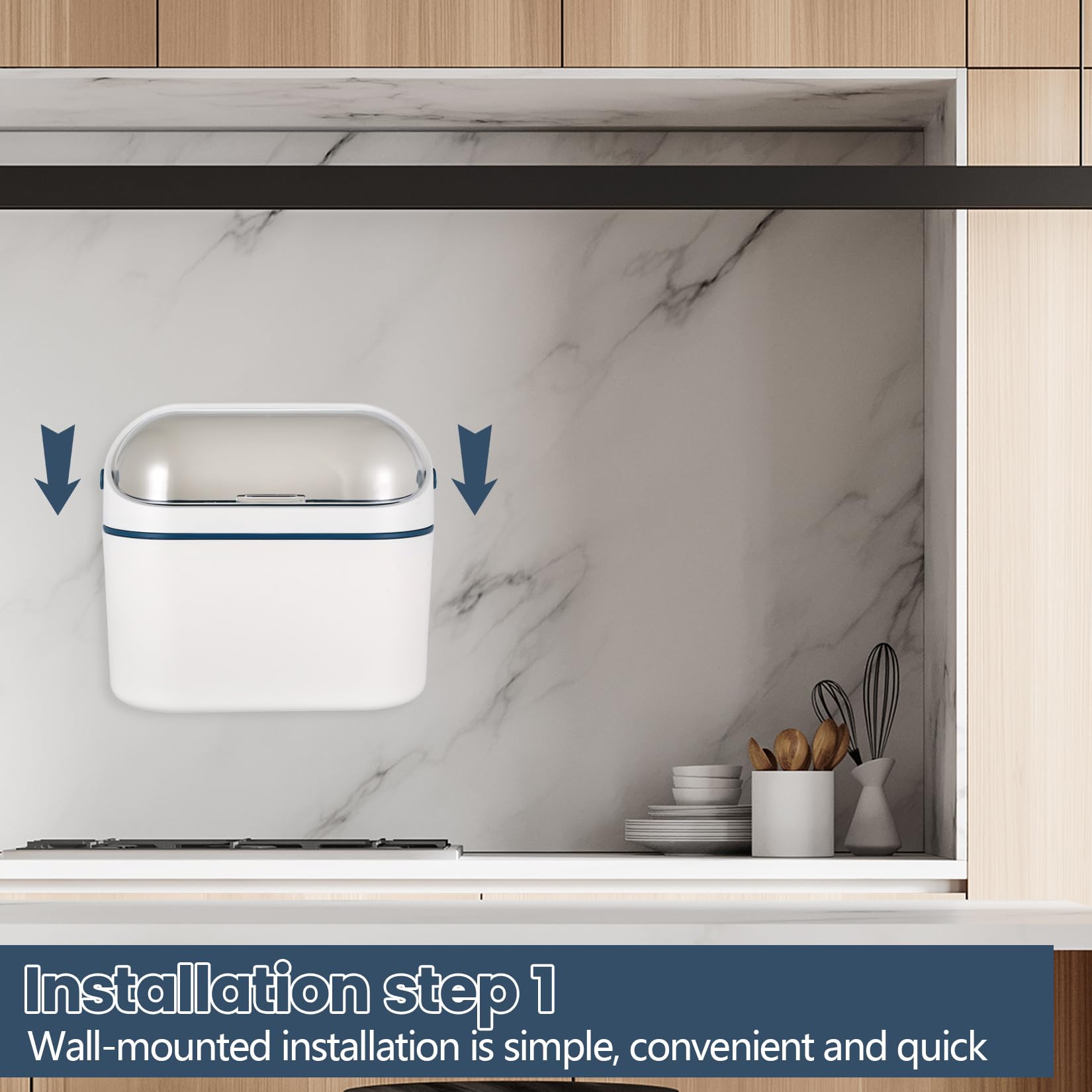 Poubelle Suspendue 4 L avec Couvercle pour Cuisine Armoire Placard