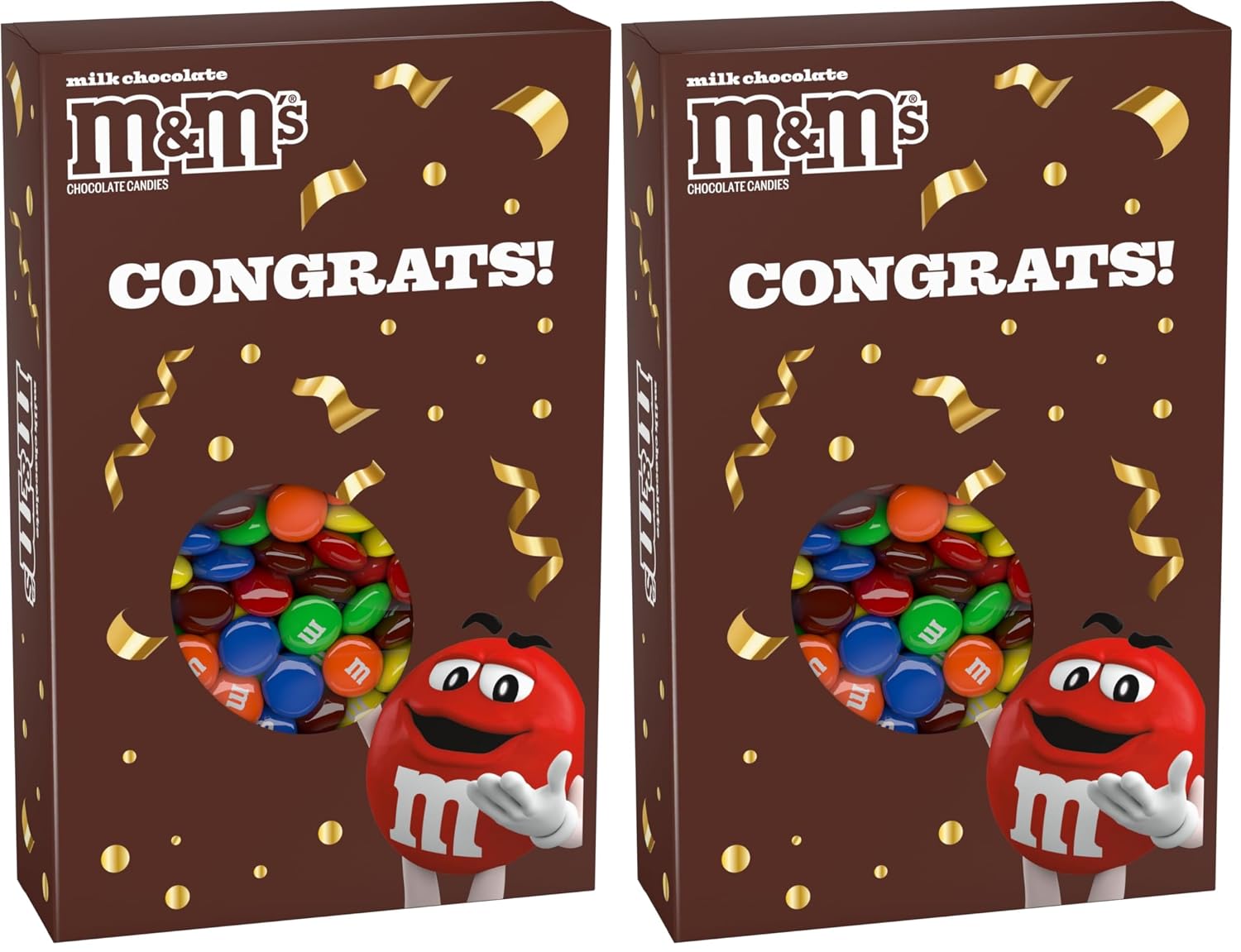 M&M'S Milk Chocolate Candy Gift Box with Congrats Card for Graduation, Anniversary, Engagement, Wedding, Baby, New Job, and All Congratulations Card Gift Celebrations Needs – 10 Oz Box (Pack of 2)