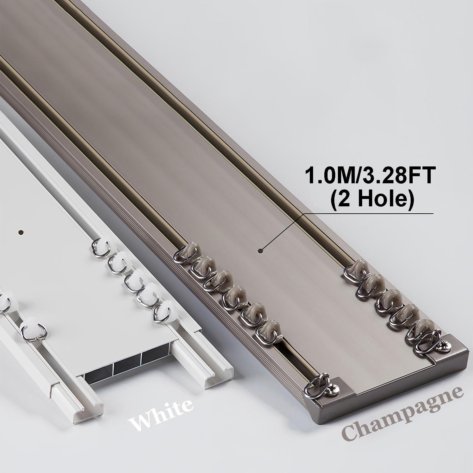Binario per Tende Doppio Montaggio A Soffitto 70-600 Cm, Set di Binari per Tenda in Alluminio per Divisori di Stanze/finestre/ospedali(Bianco,180cm(2 * 90cm))