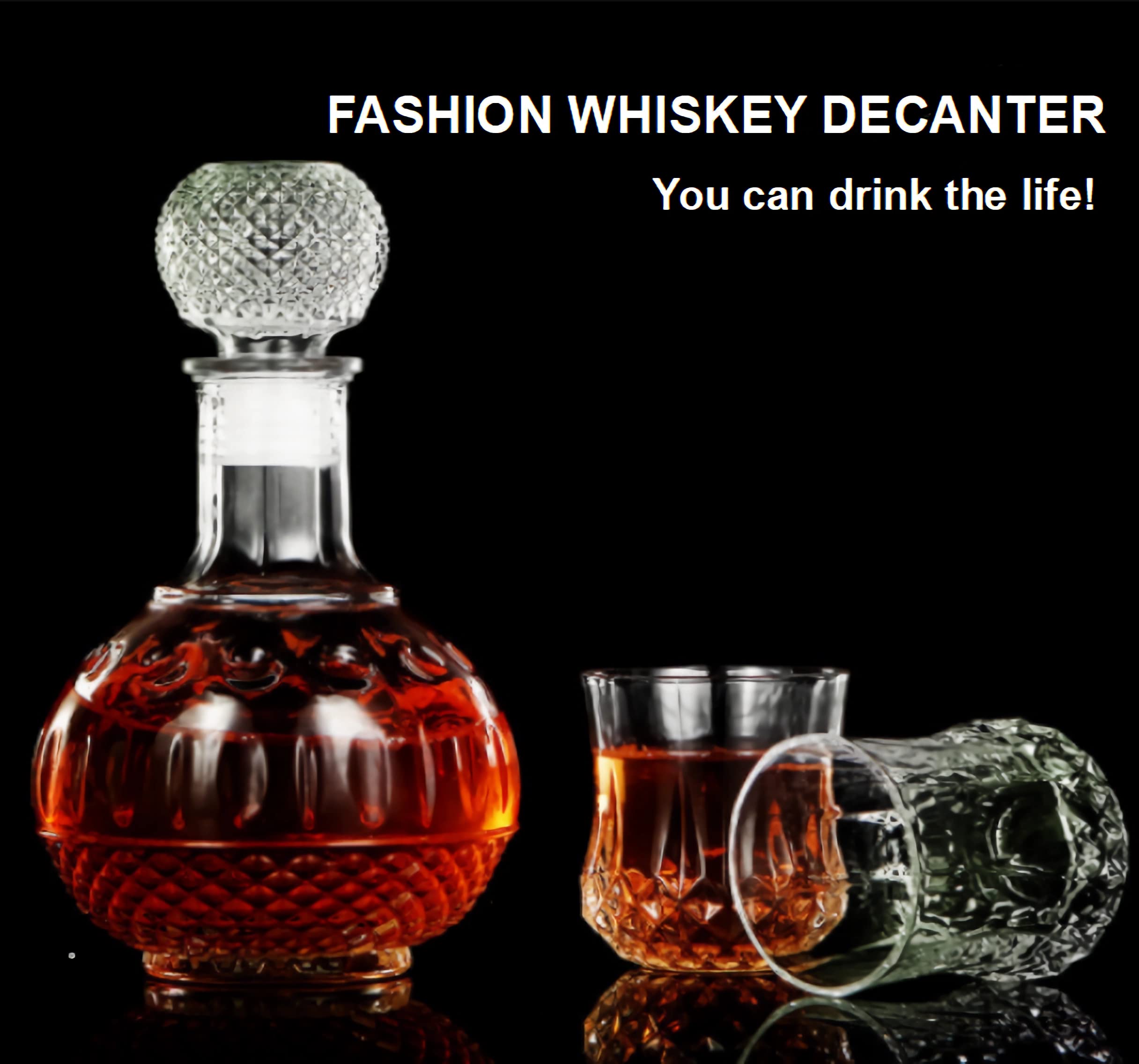 Whiskey-Dekanter Aus Bleifreiem Kristall – 300 Ml, Mit Luftdichtem Glasstopfen – Stilvoll Für Bourbon, Gin & Mehr