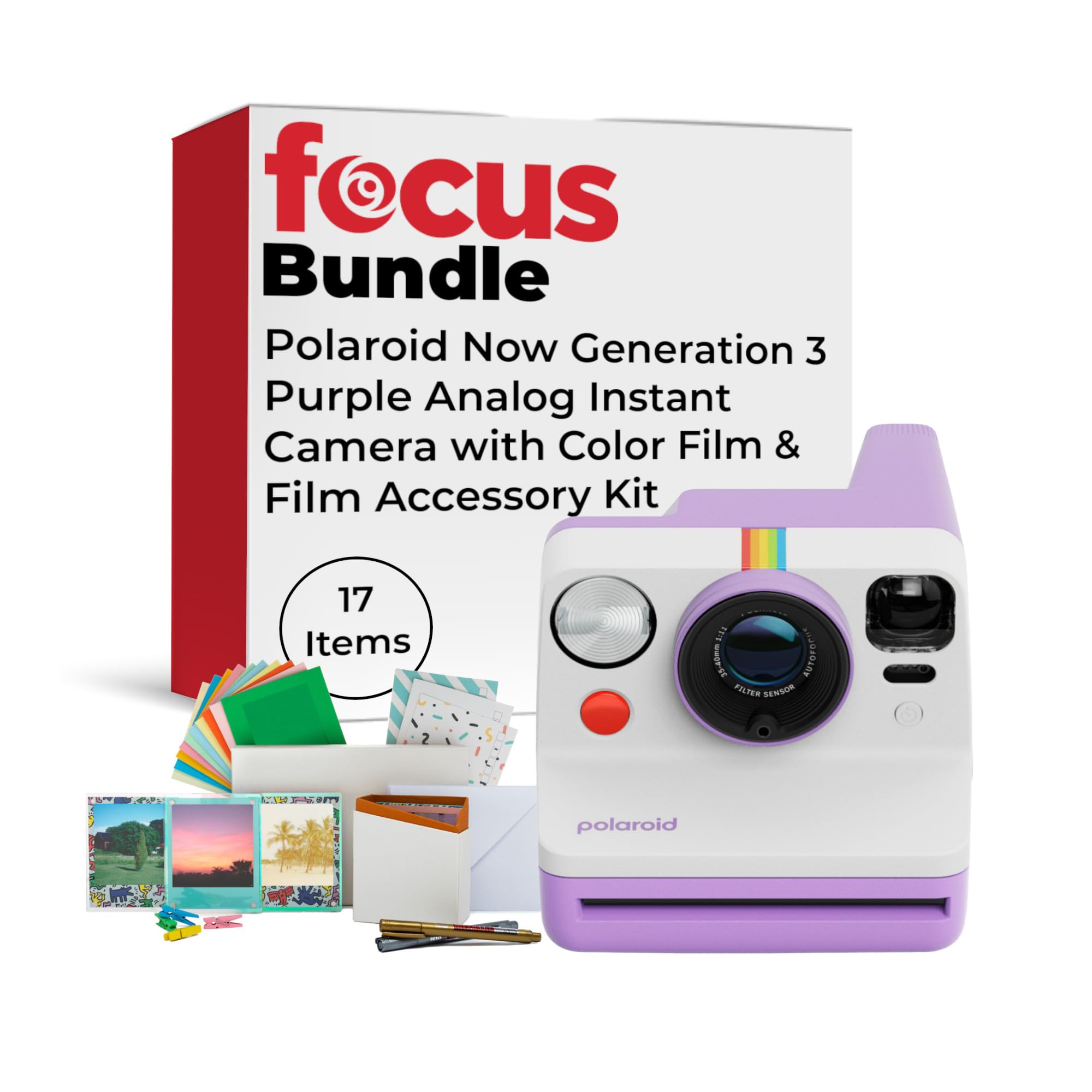 Polaroid Now Generation 3 Purple Analog Instant Camera Bundle with Film and Accessories - Two-Lens AF System and Manual Mode and Built-in Tripod Mount (17 Items)-image-28