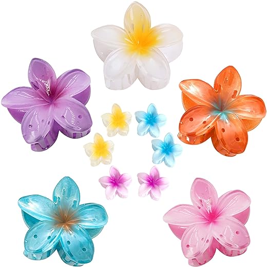 Hawaiian Flower Hair Claw Clips (5-Count) - $7.98