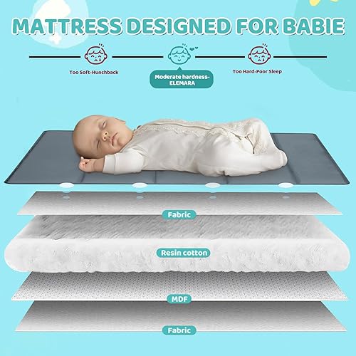 Miniatura 8 de SIMPLGIRL Moisés de noche para bebé, paquete 4 en 1 n P-Lay - Cuna de bebé con mosquitera, T-oys y Music B-ox, colchón, patio plegable para recién