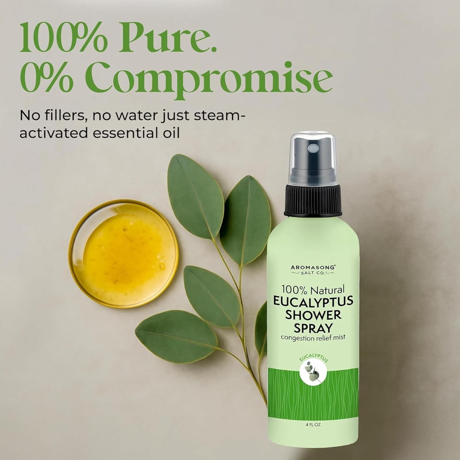 Aromasong Eucalyptus Shower Spray Aromatherapy – 100% Natural Eucalyptus Spray for Shower – Made in USA, Pure Essential Oil Mist for Sinus Relief & Spa-Like Steam, 4 fl oz 3 Pack