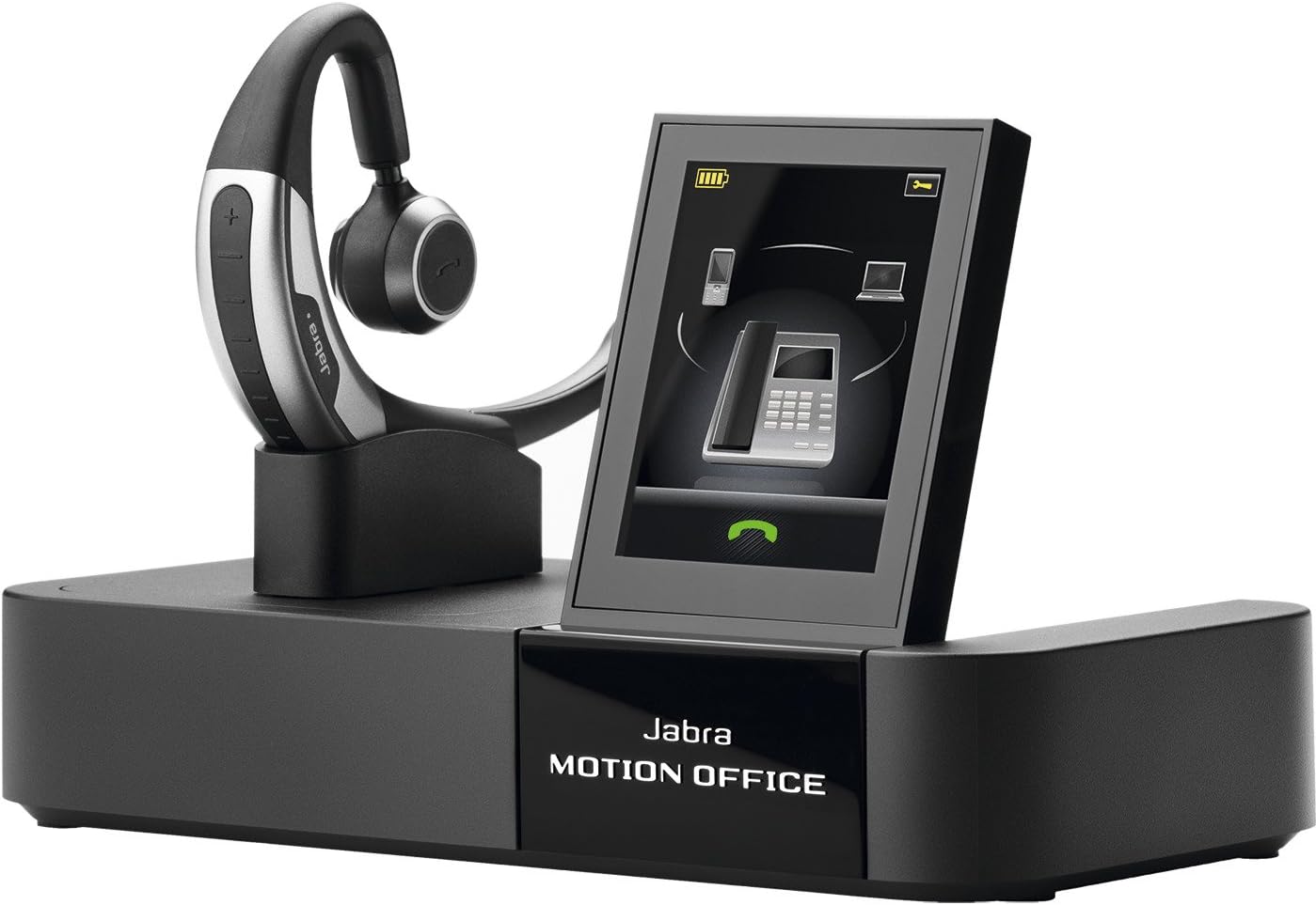 Jabra Motion Office MS Certified for Skype for Business Bluetooth Headset with Touch Screen Base for Desk Phone, VoIP Softphone, Mobile Phones and Tablets
