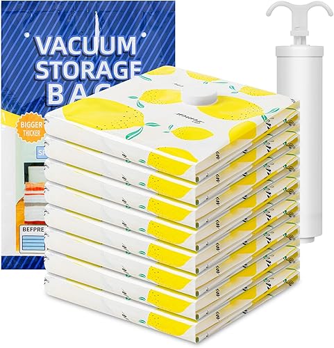 Paquete de 8 bolsas de almacenamiento al vacío Jumbo, bolsas de almacenamiento al vacío para ropa, ropa de cama, almohadas, edredones,