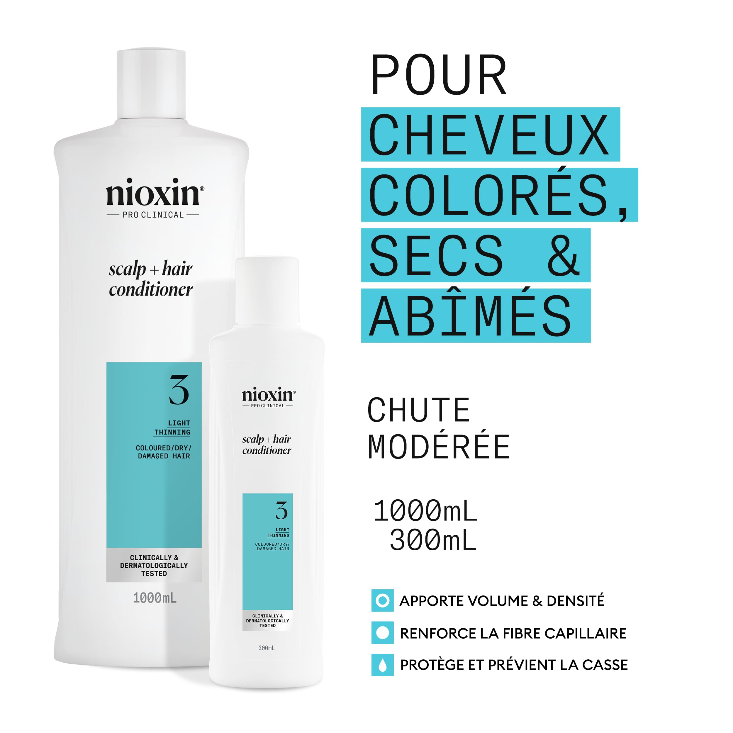 NIOXIN System 3 - pour Cheveux Colorés, Secs et Abîmés, Chute Modérée - Kit/Shampoing/Après-Shampoing/Soin pour Cuir Chevelu