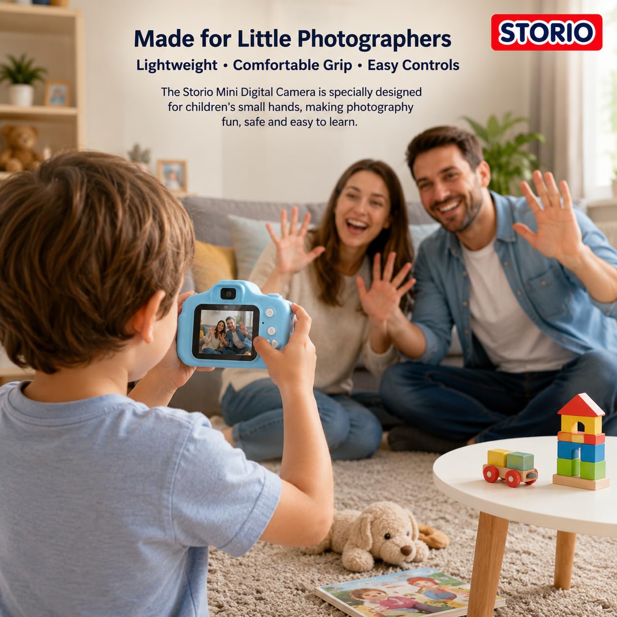 Storio Rechargeable Kids Camera Toy 3.0MP - Blue | 1080P Video Camera with 2-Inch Screen Supports 32GB with Games,Filters,Time-Lapse Educational Birthday Gift for Boys & Girls Age 3–12 — Amazon image 2