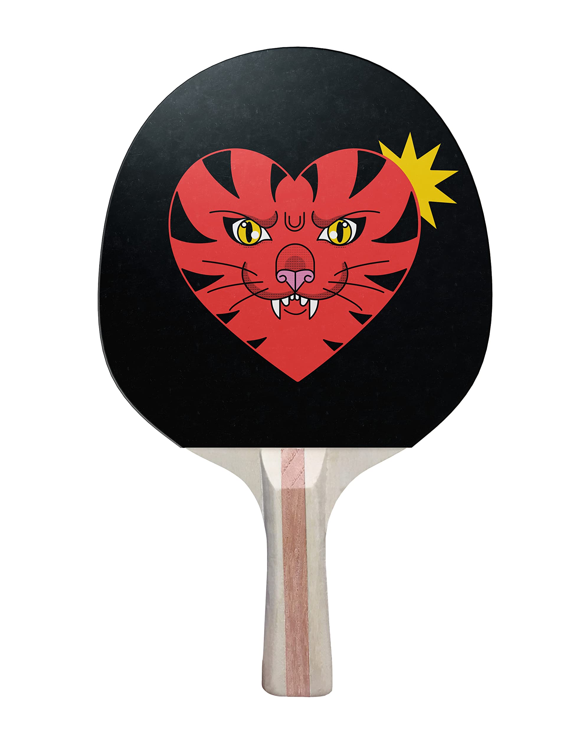 TigerTail Sports Wild Heart Colorful Design Ping Pong Paddle, Premium 5 Ply Table Tennis Racket (Red on Back)