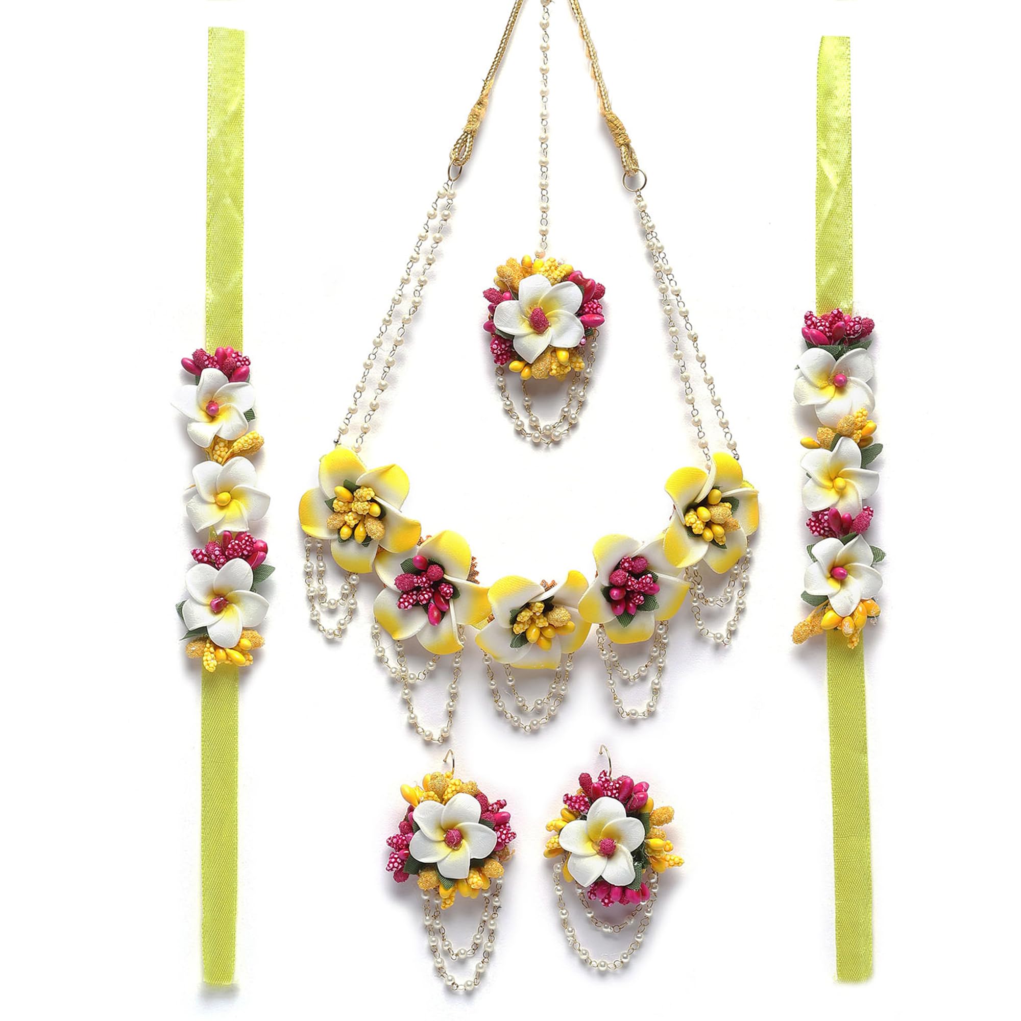 See full amazon price history chart for ZENEME Pink-Yellow Floral White Pearls Beaded Haldi & Mehendi Necklace With Earrings, Maang Tikka & Haathphool Jewellery Set For Girls and Women (Design 04) ZENEME Pink-Yellow Floral White Pearls Beaded Haldi & Mehendi Necklace With Earrings, Maang Tikka & Haathphool Jewellery Set For Girls and Women (Design 04) (B0CGXY5ZGP) Amazon Price History, Amazon Price Tracker