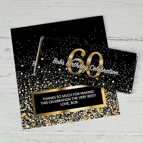 Milestone 60th Birthday Favors - Envolturas personalizadas para barra de chocolate (25 unidades)
