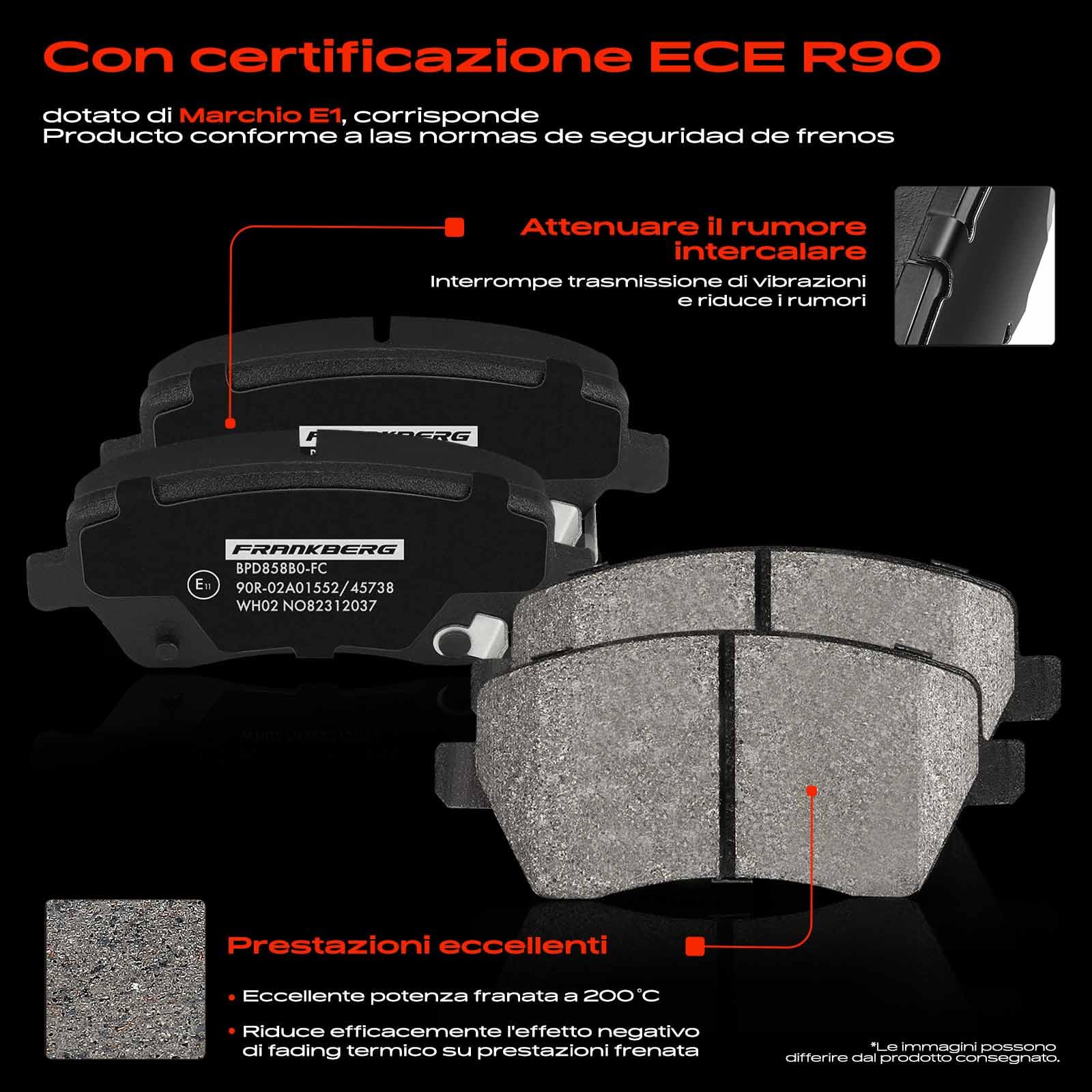 Frankberg Set freni incl. 2x Dischi Freno + 4x Pastiglie dei Freni Anteriore Compatibile con Micra IV K13K K13KK Note E12 Replace# D10601HA7B
