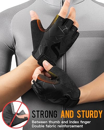Miniatura 4 de ATERCEL Guantes de ciclismo para hombre, para ciclismo, entrenamiento, gimnasio, entrenamiento, levantamiento de pesas, al aire libre, motocross,