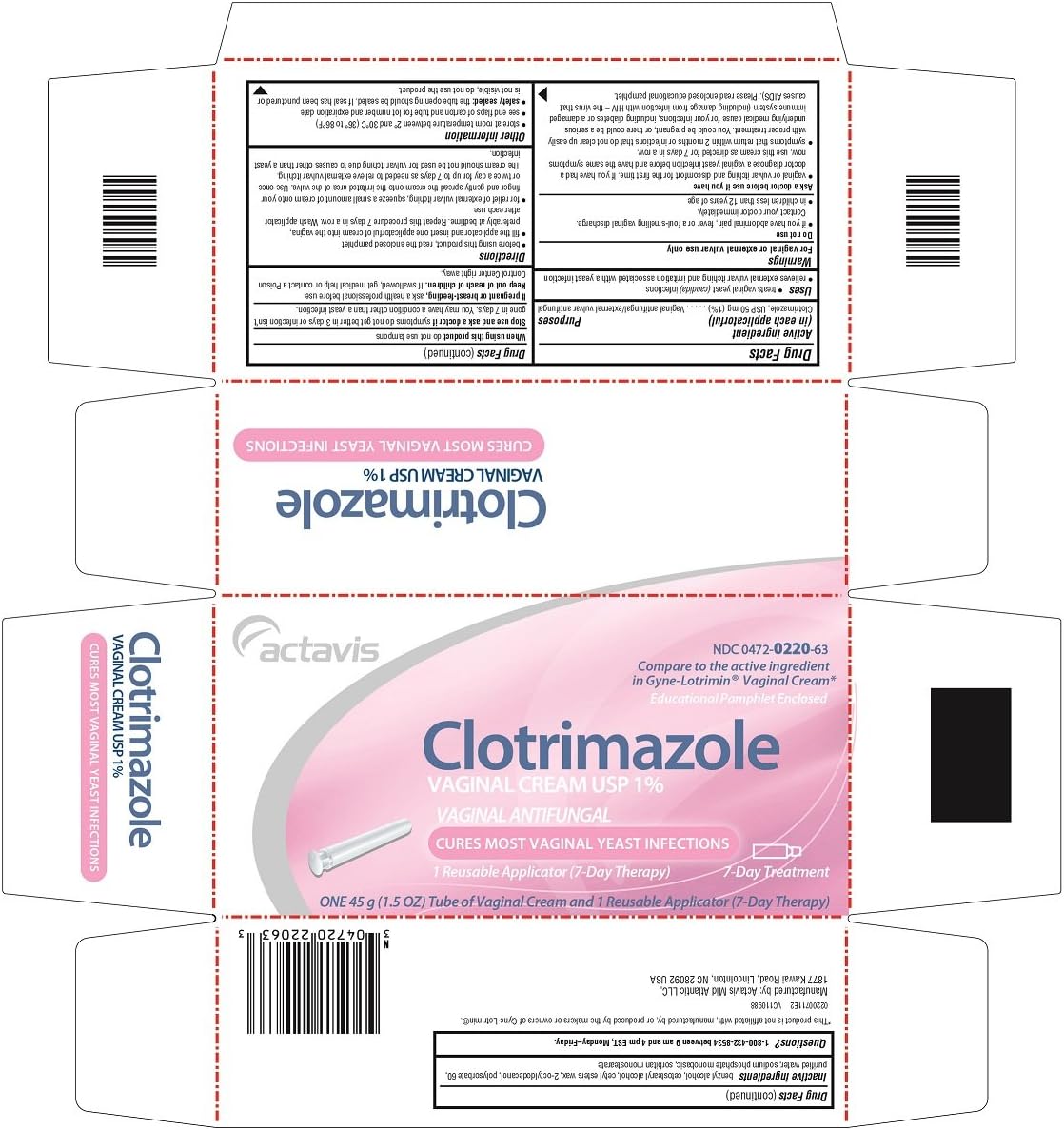 Actavis Clotrimazole Vaginal Cream - 7 day treatment, Pack of 2