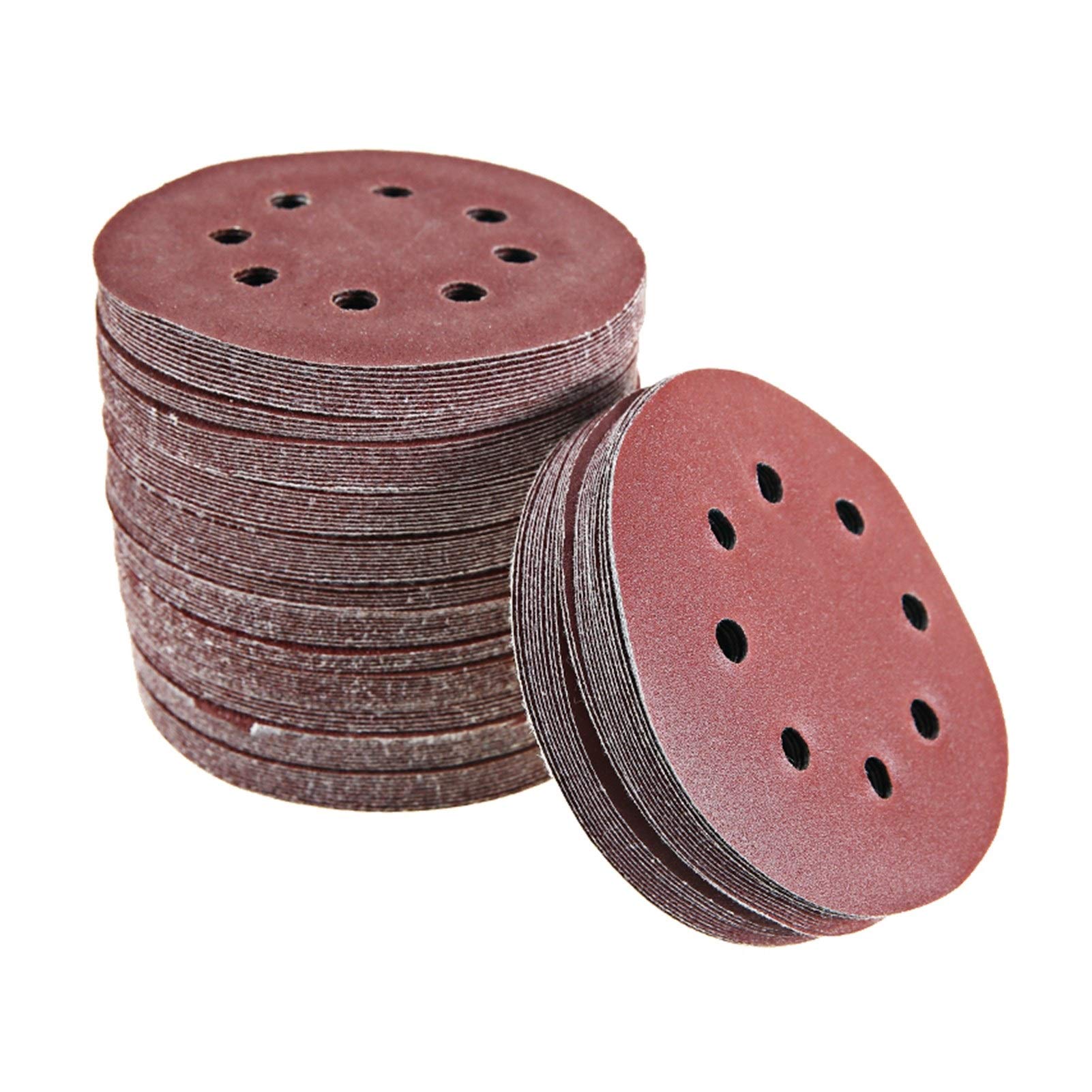 Pure-sander Papiers 125mm Sanding 60 80 100 120 240 Grits Ponçage disques Crochet boucle Poncer Accessoires Pièces for le polissage Outils 125pcs / Set