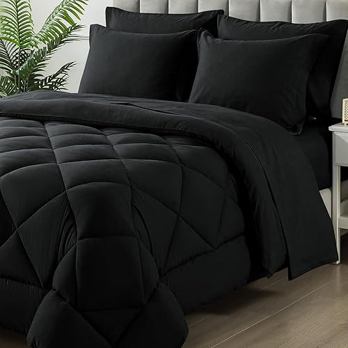SameBed Juego de edredón tamaño California King, 7 piezas de cama en una bolsa, juegos de ropa de cama con edredón ligero acolchado suave para todas