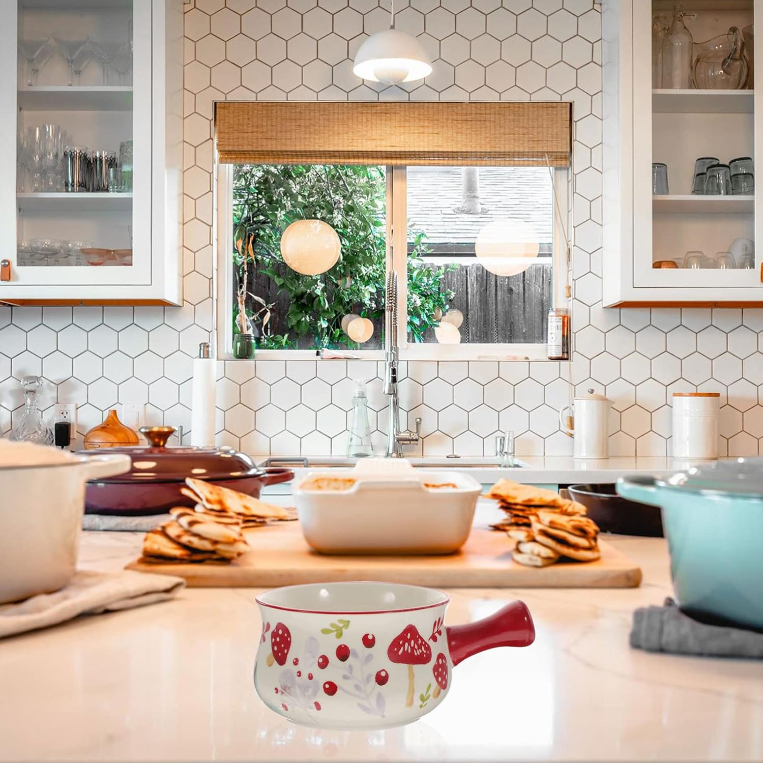 Ceramic Milk Pot Warmer Pot with Handle Mini Milk Pan Butter Warmer 510ml Small Cookware Microwave Oven Safe for Home Kitchen Breakfast Accessories