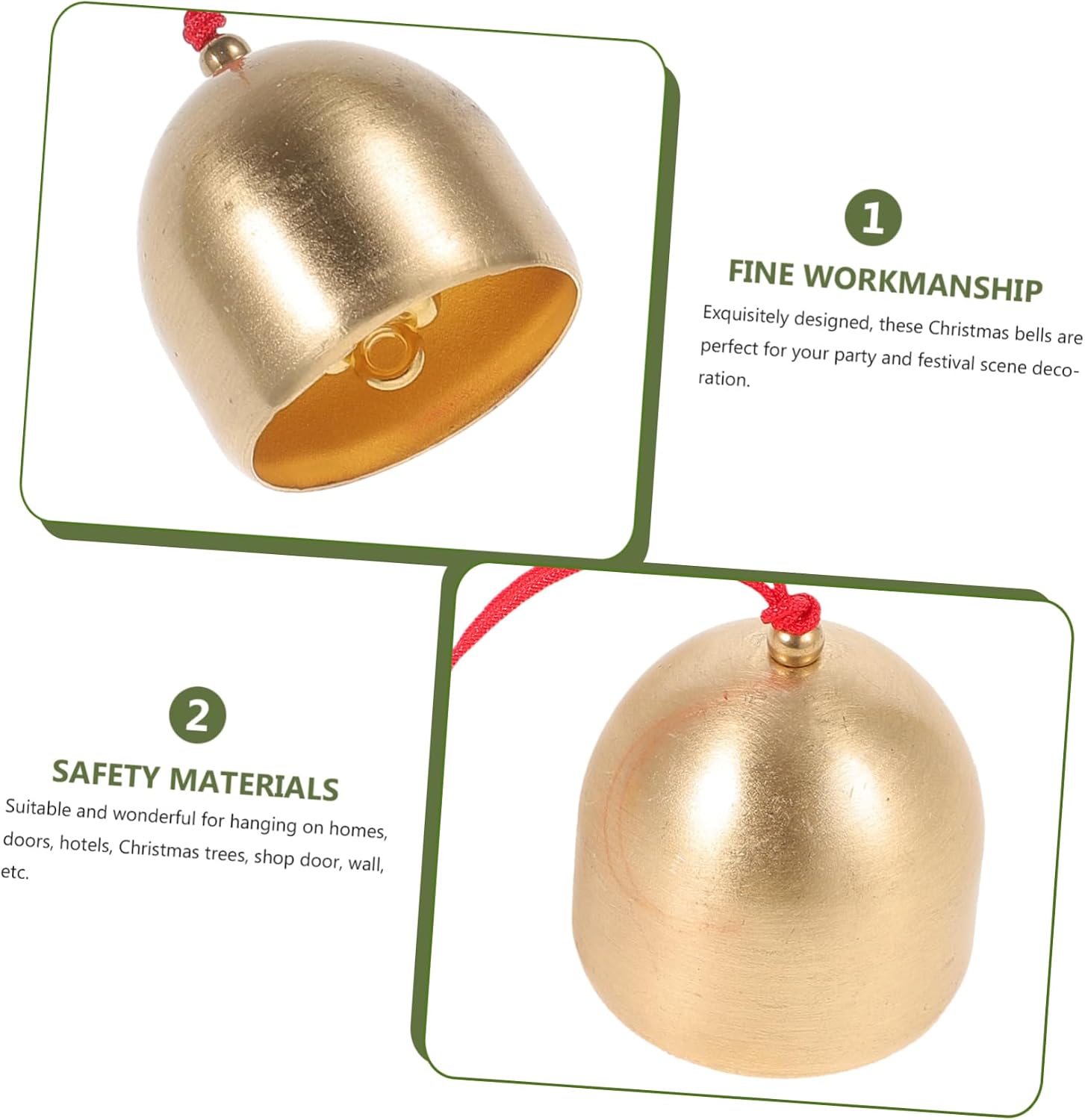 2pcs Creative Metal Car Hanging Ornaments Small DIY Christmas Bells Decorative Wind Chimes for Home and Celebration Decor Handmade Bell Crafts