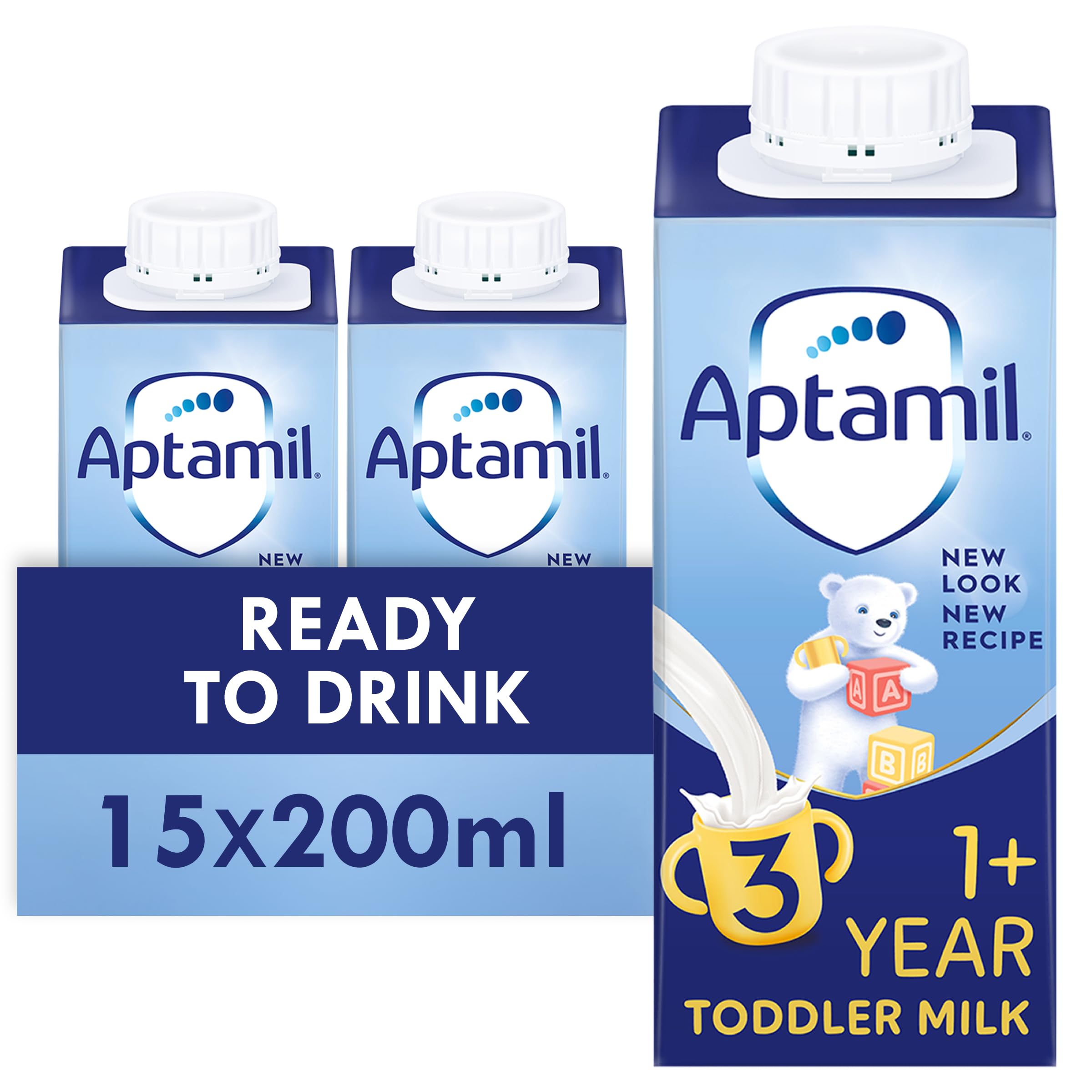 3 Toddler Baby Milk Ready to Use Liquid Formula, 1-3 Years, 200ml (Pack of 15),package may vary