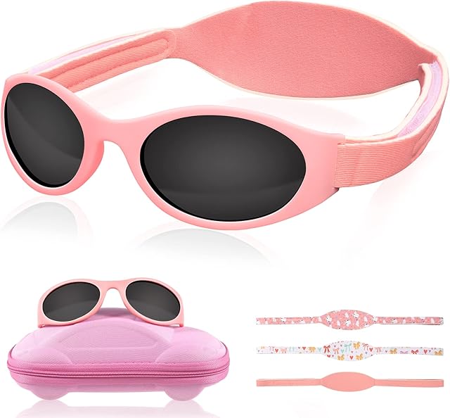 Lictin Baby Sunglasses - UV400 Protection Polarized Toddler Sunglasses, Kid Sunglasses Boys Girls,Wrap Sunglasses with 3 Straps & Glasses Case3-33Months