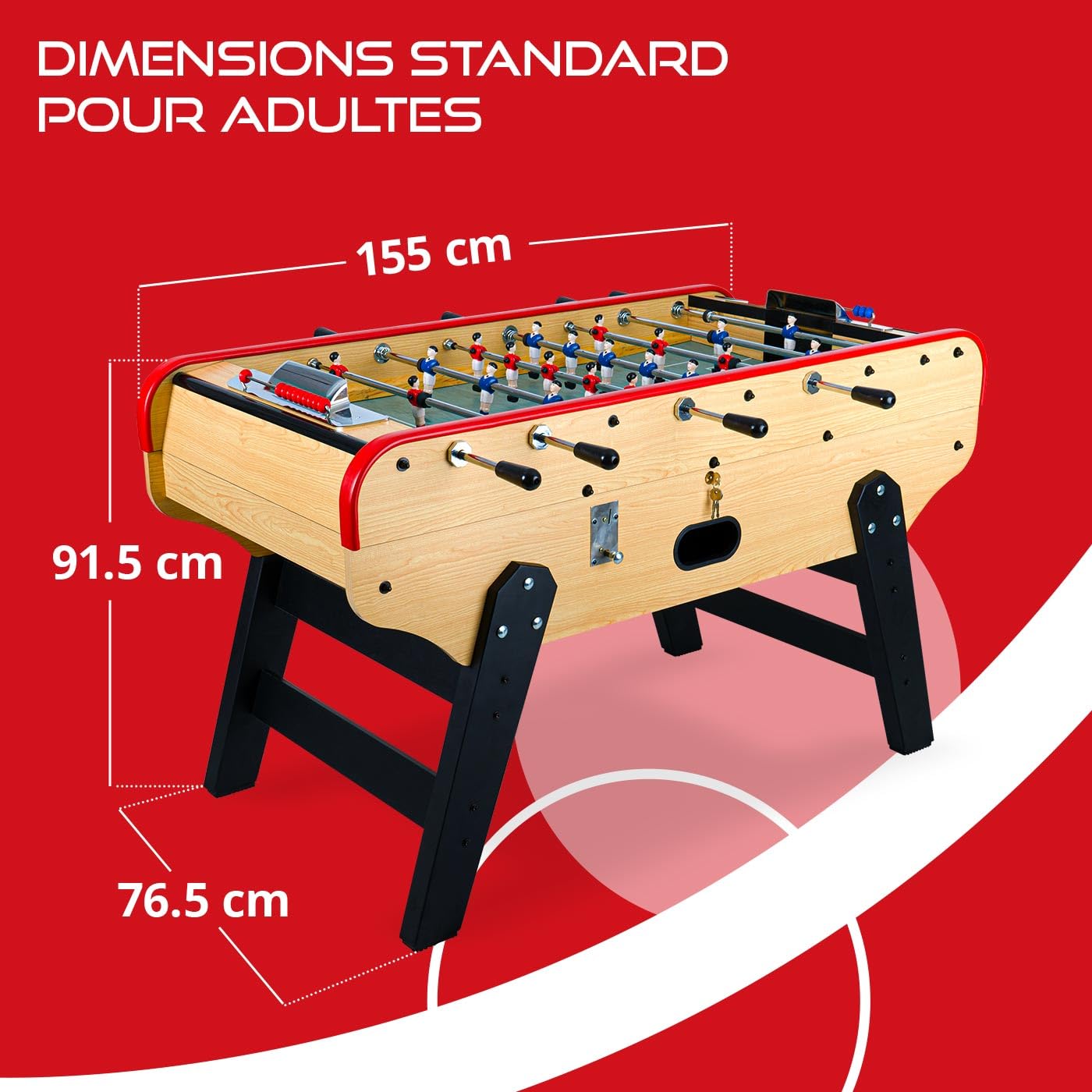 Rendez Vous Déco - Babyfoot Adulte Intérieur Bistrot 155,3 cm avec Monnayeur - Table de Jeux Familiale et Professionnelle Robuste