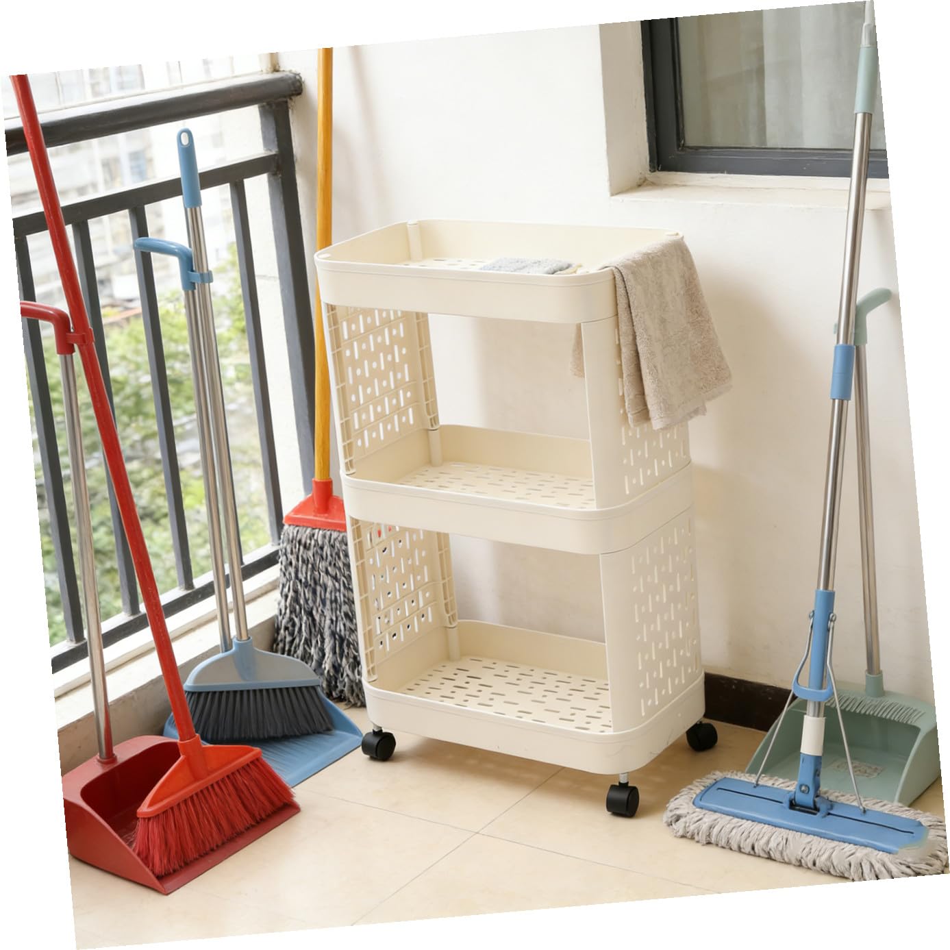 Scaffale Portaoggetti Ruote in Plastica Stabile, Carrello Organizer per Bagno, Cucina e Camera da Letto, Mensola Multistrato per Snack, Libri e Giocattoli, Contenitore Multifunzione la Casa