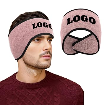 GOGO Custom Winter Ear Warmer Headband, Color Printing Adjustable Micro-Fleece Ear Muff Headbands - Pink