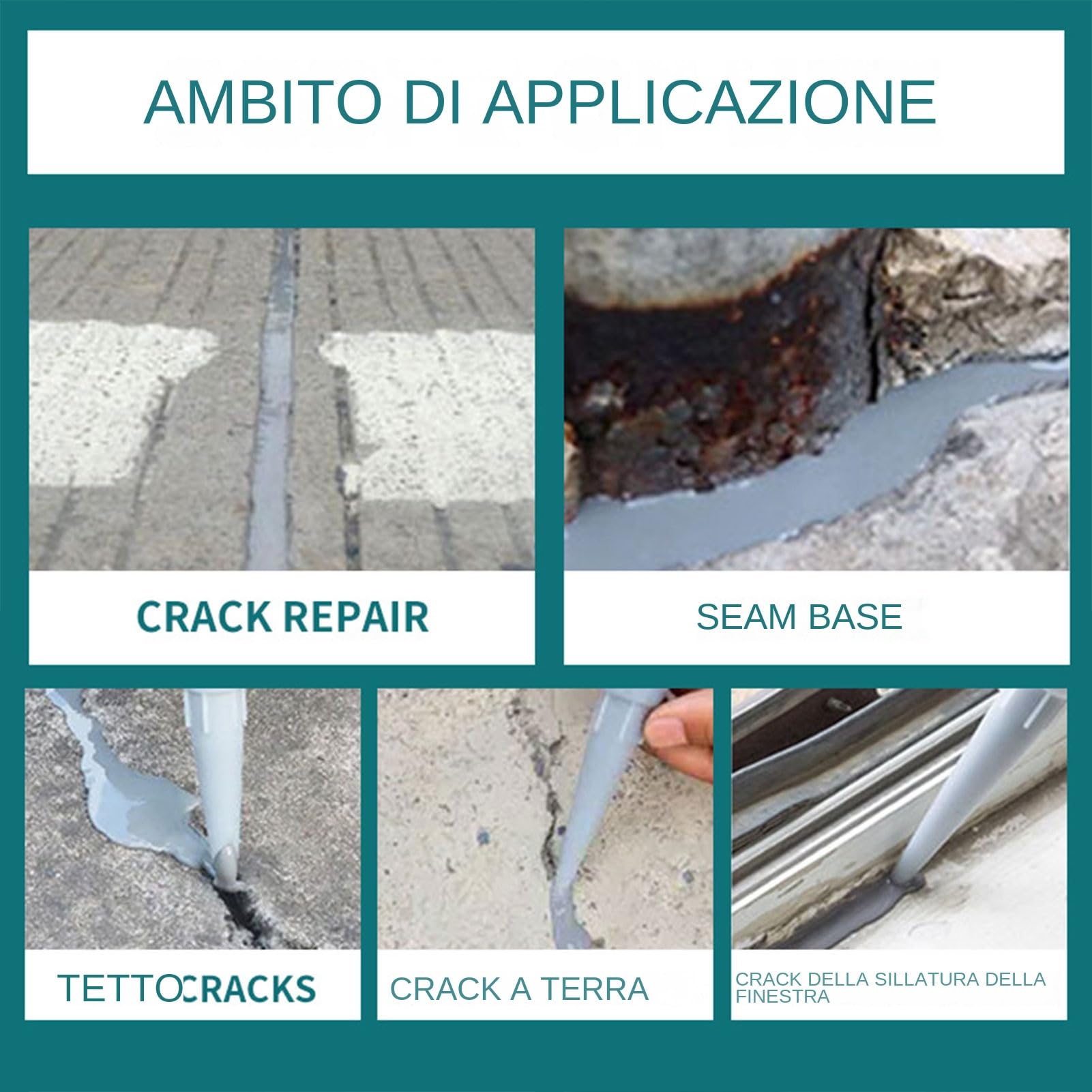 Riempitivo Per Crepe In Cemento Impermeabile 500ml Sigillante Per Riparazione In Cemento Rapida Asciugatura Adesivo Forte, Stucco Per Fughe Antigelo Per Angoli, Tetti, Pavimenti E Davanzali