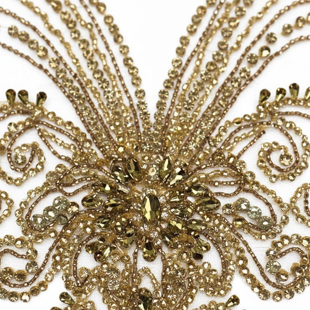 Błyszcząca aplikacja z kryształu górskiego, haftowana koronkowa aplikacja 3D Rhinestone Frezowanie aplikacja naszywki do odzieży