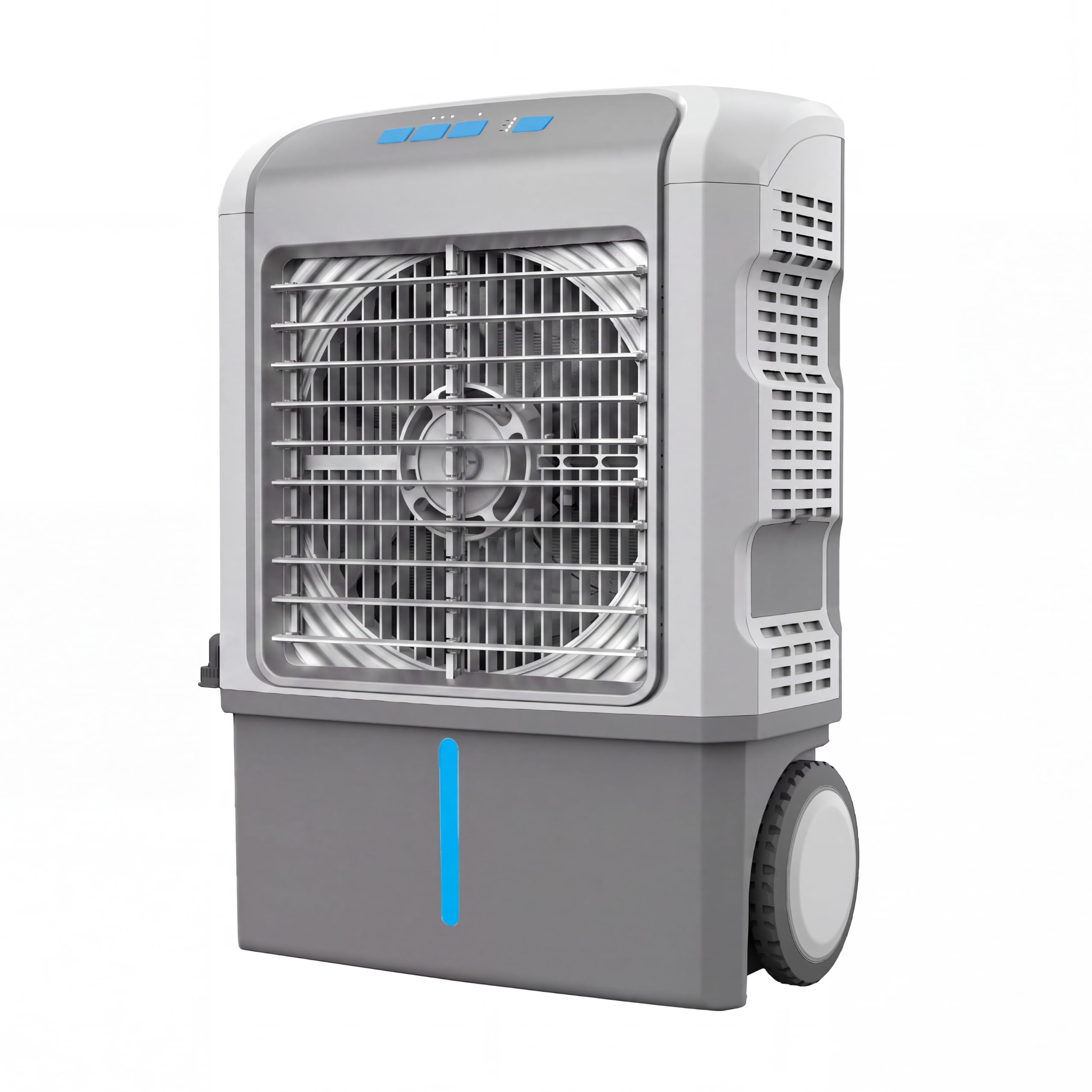 Enfriador Evaporativo Portátil TITAN CHILL. EXTERIOR/Interior. Tecnología Hydro-Chill. Depósito agua18L. Refresca hasta 46 m². 3 Velocidades. Conexión a Manguera. Ruedas/Asa. Sin instalación.