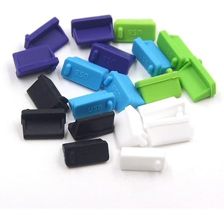 Futheda 20Pcs Silicone Mini USB Micro USB Port Anti Dust Plug Stopper Cap Cover Compatible With Mobile Phone Black
