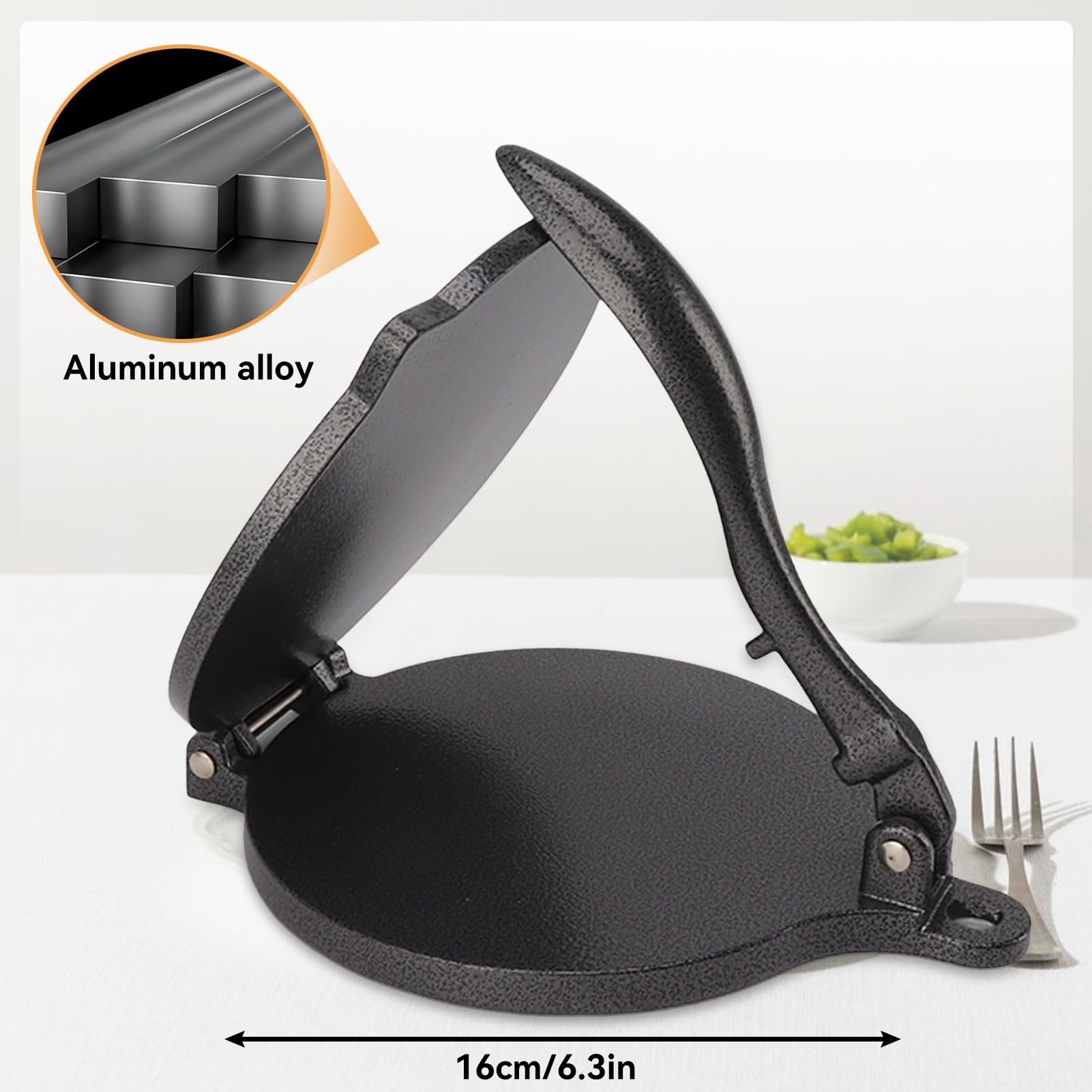 Prensa Para Tortillas, Máquina Para Hacer Tortillas Manual Roti Maker Prensa Para Masa Máquina Para Quesadillas Prensa Para Tortillas De Aleación De Aluminio Prensa Para Rotis Prensa(16cm-Negro)