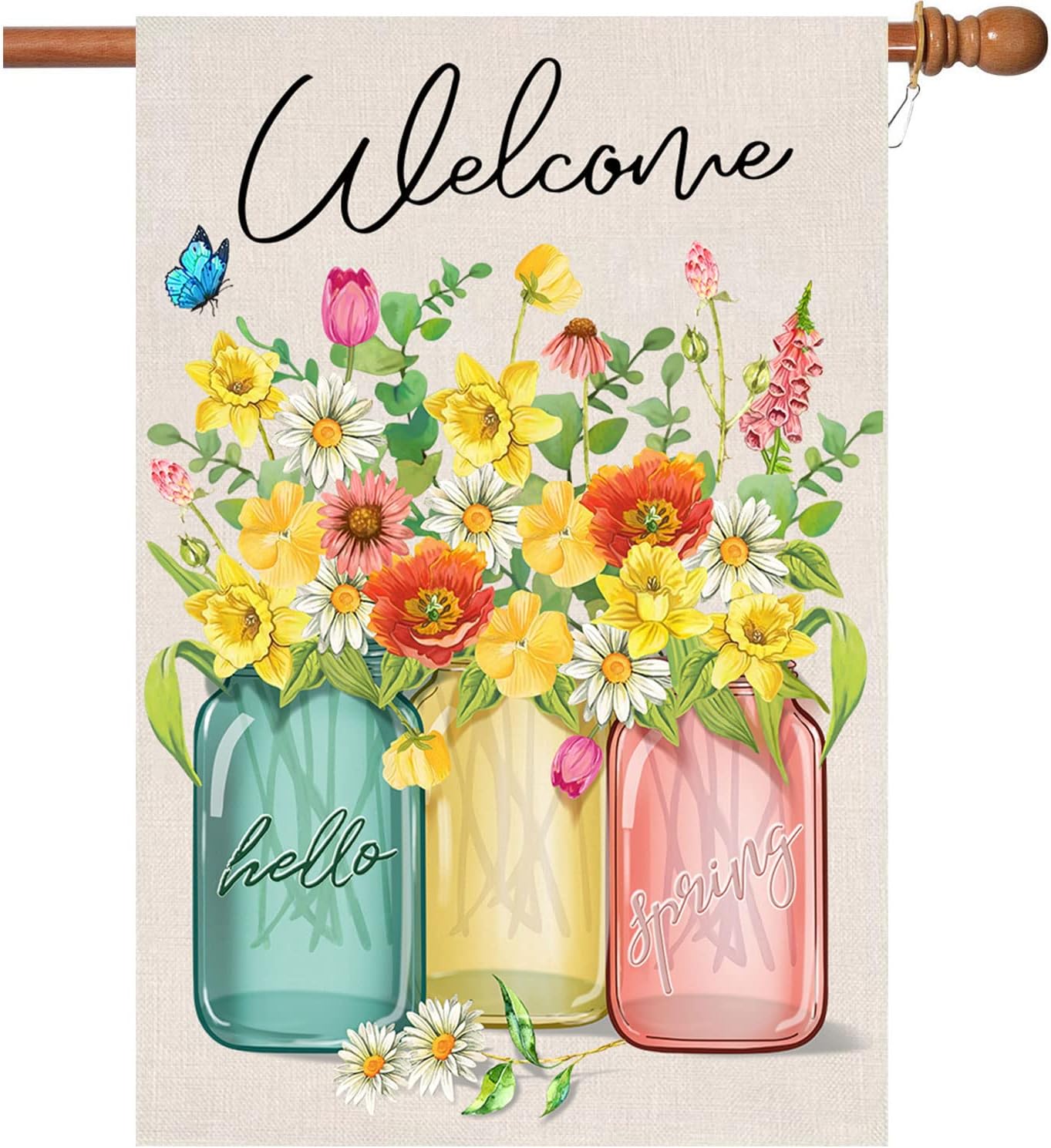 Spring Summer Flag,Summer House Flags 28 x 40 Inch Double