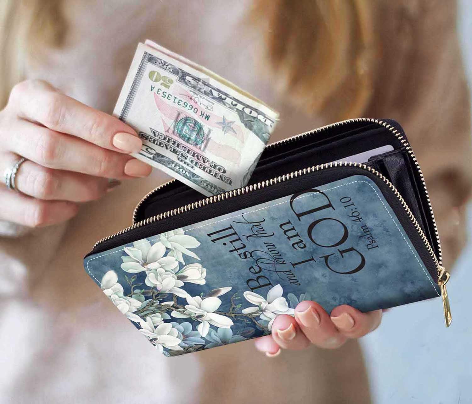 Hummingbird Flower Print Women Large Capacity Wallet PU Leather Zipper Clutch Purse for Smart Phone/Card/Coin/Cash - Image 3