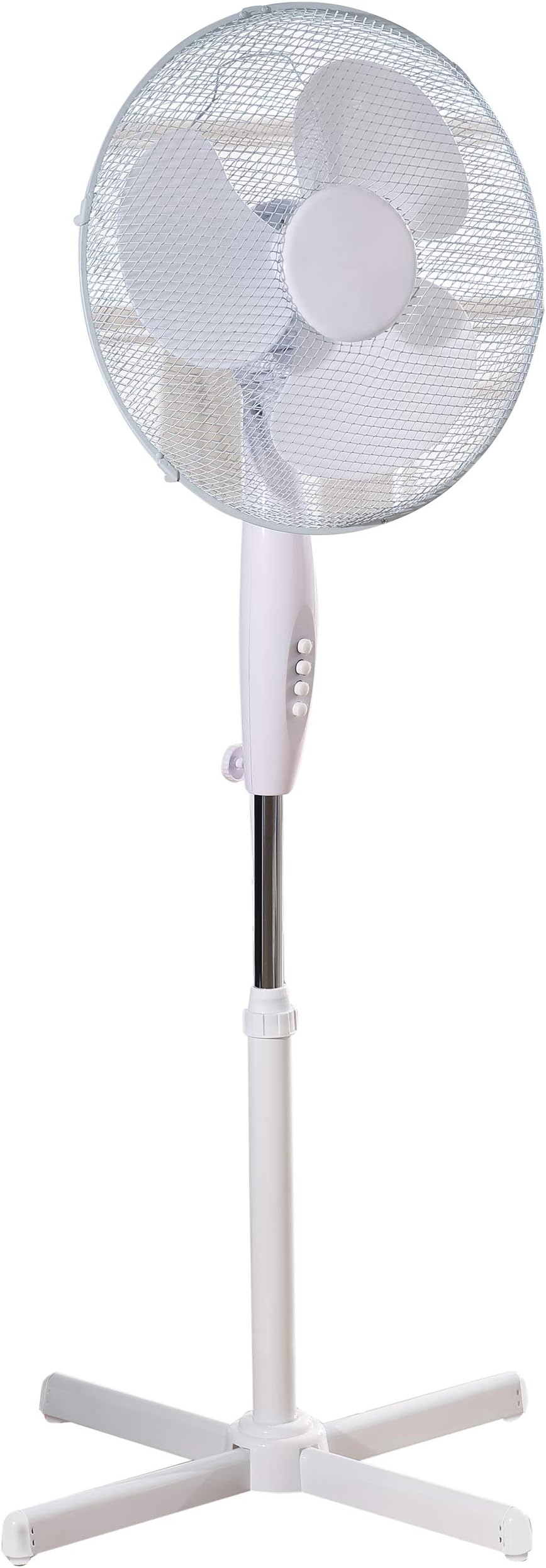 Daewoo COL1065 16-Inch Pedestal/Stand Fan, Portable Fan for Home or Small Office, 3 Speed Settings, Sturdy Base, Easy-to-Use Key Switch, Ideal Cooling System - White