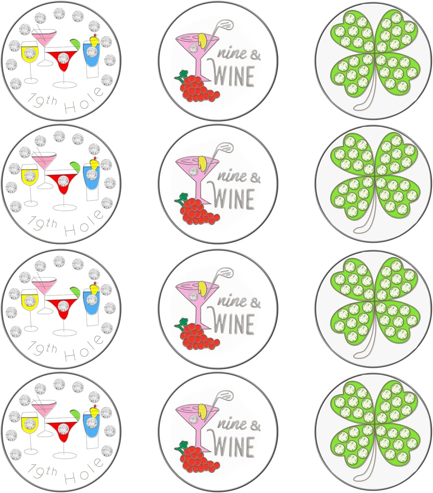 Premium Golf Ball Markers Value 12 Pack, Assorted Patterns Golf Accessories Fit Golf Divot Tools & Hat Clip, Ideal Stylish Golf Gift for Golfers’ Birthday Christmas