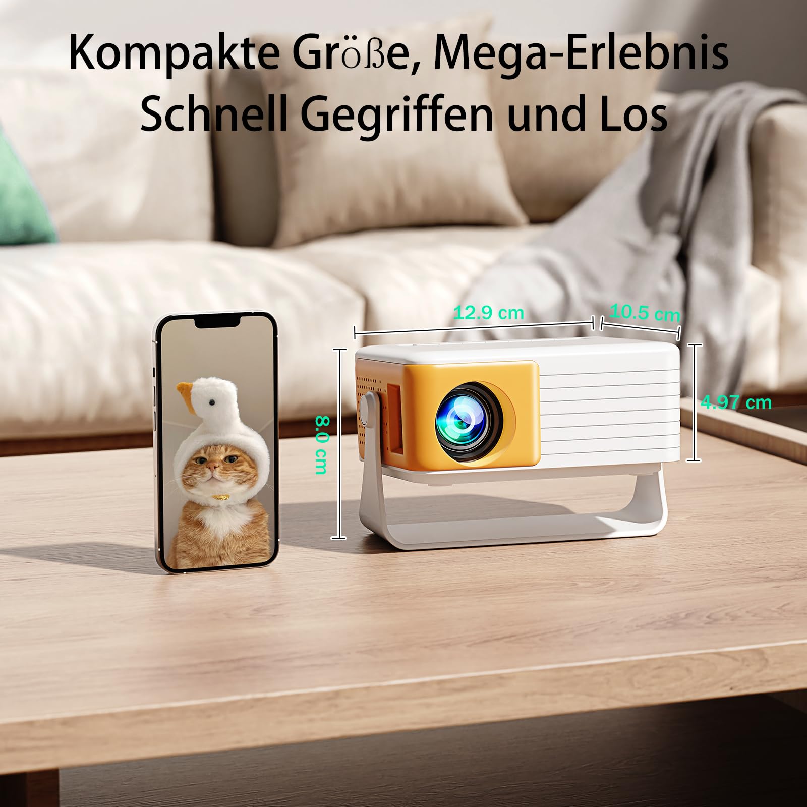 YOTON Mini Beamer Klein[180°Drehung & Auto Keystone] New Y3 Mini Projektor 1080P Unterstützt 15000L, 50% Zoom Tragbarer Beamer für Heimkino Schlafzimmer Kompatibel mit HDMI/USB/Phone/PS5/TV Stick