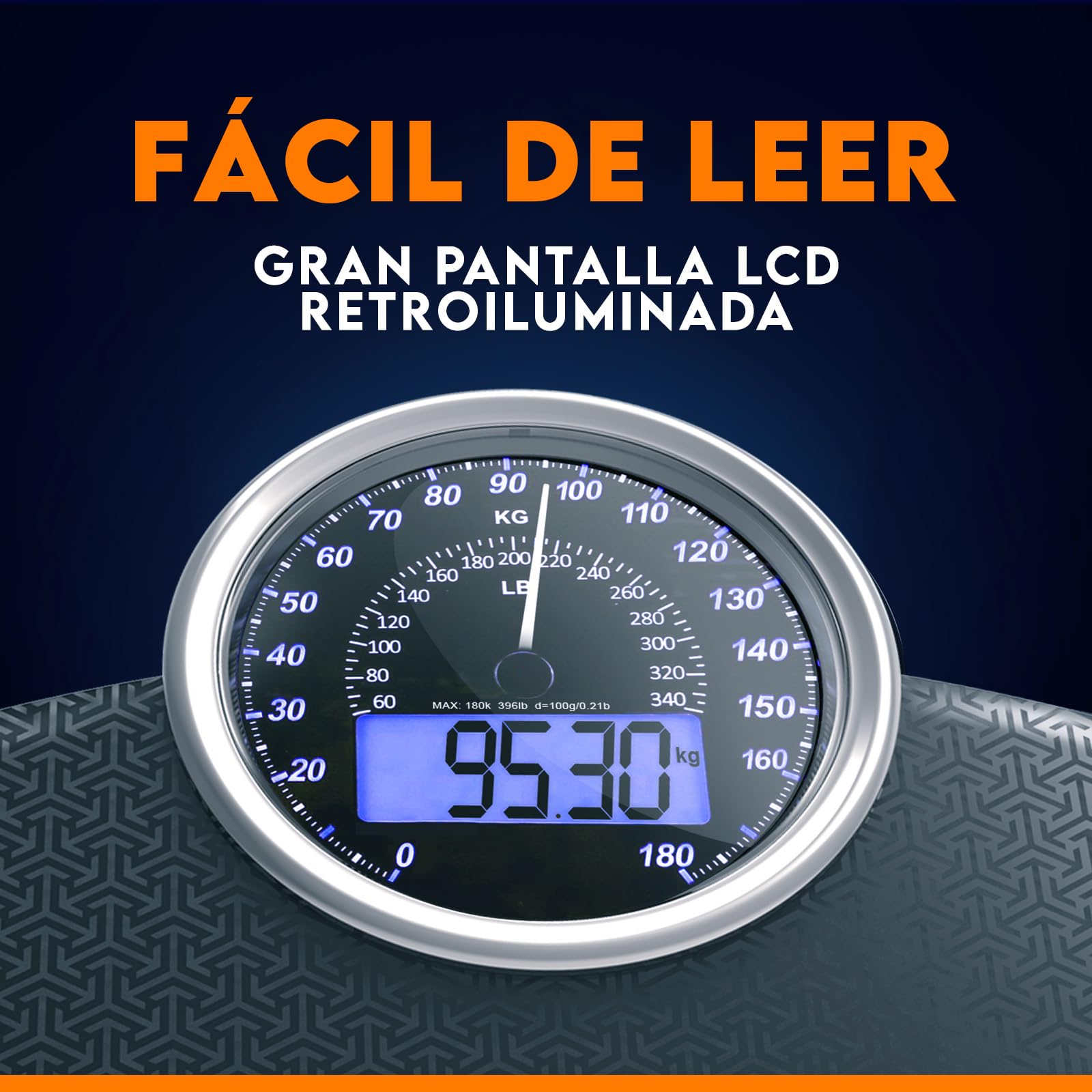 ZENO Báscula Digital y Analógica Híbrida - NUEVO - 2 en 1 - Soporta hasta 180 kg - Vidrio Templado Grueso - Pantalla Extra Grande - Fácil Lectura - Nova Negra