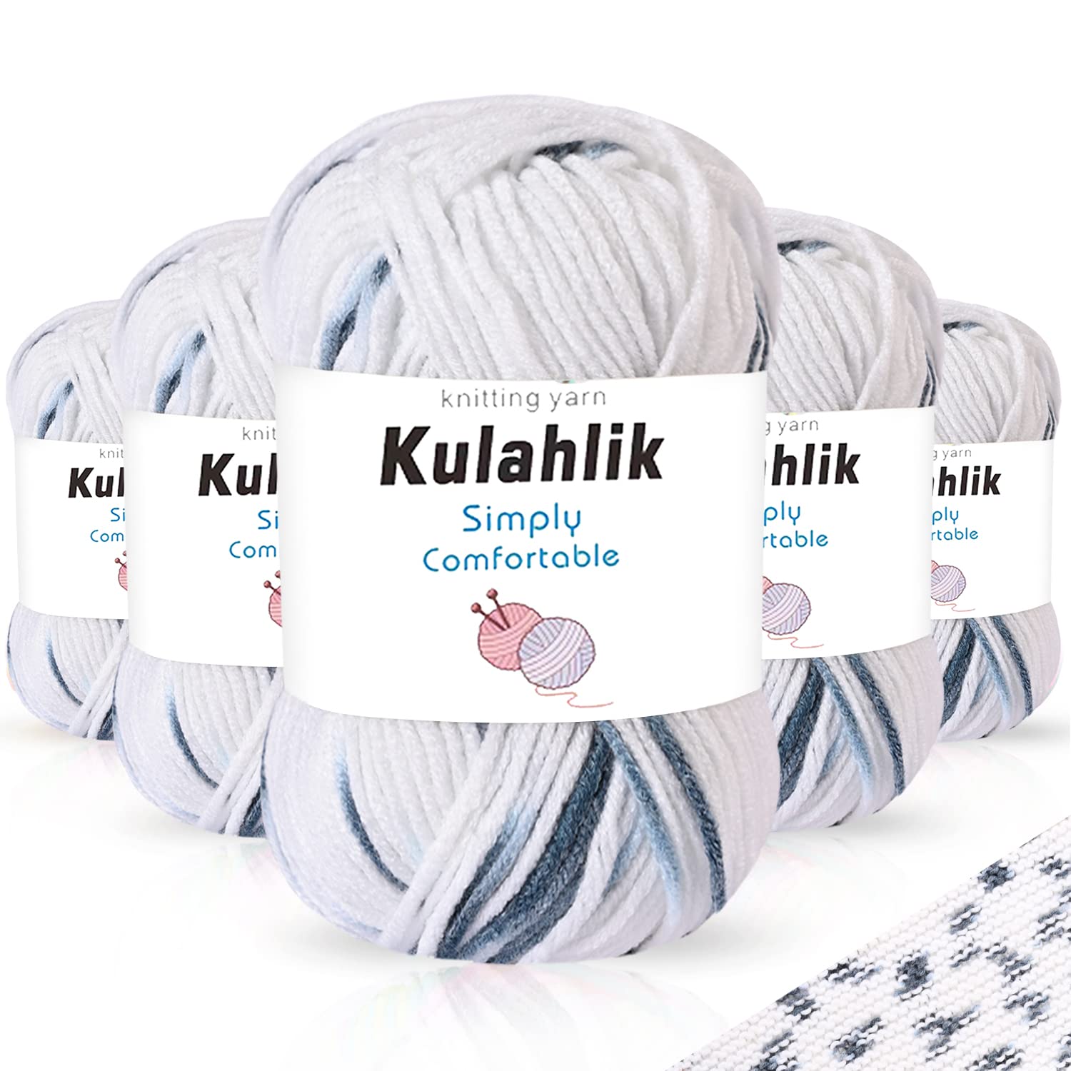250g(5x50g) Acrylic Yarn for Crochet/Knitting, Colorful Gradient Yarn Thread, 5 Rolls Skeins, Perfect for Any Knitting Crochet and Crafts Mini Project — view 67